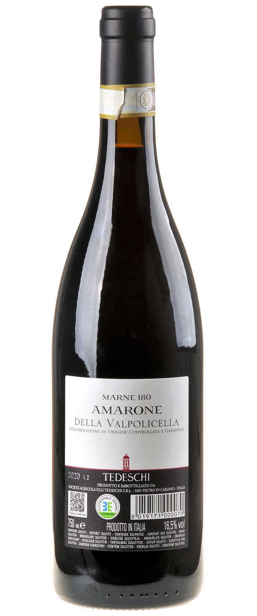 Tedeschi Marne 180 Amarone della Valpolicella DOCG 2020 Rücketikett