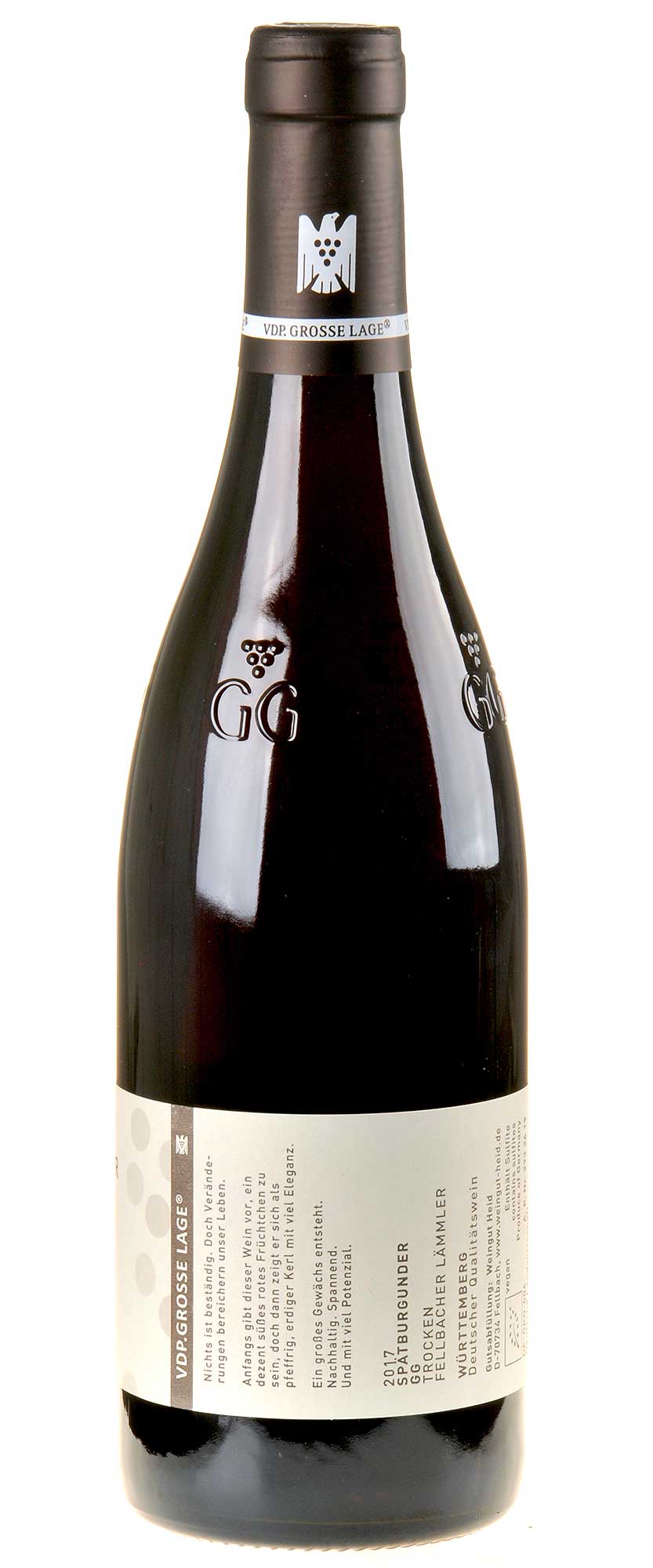 Weingut Heid Fellbacher Lämmler Spätburgunder GG 2017 Seitenetikette