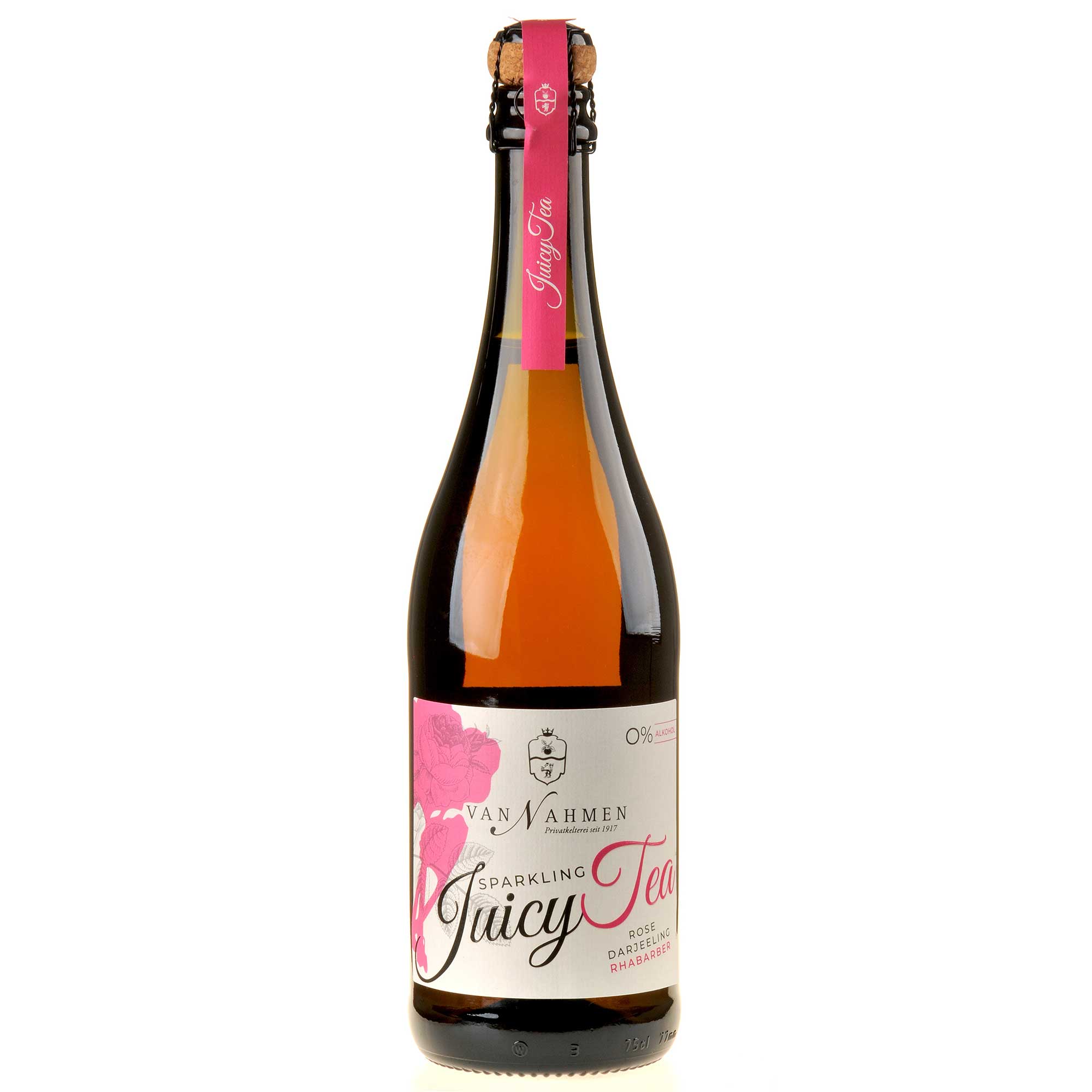 Van Nahmen Sparkling Juicy Tea Rose Darjeeling Rhabarber alkoholfrei Bio