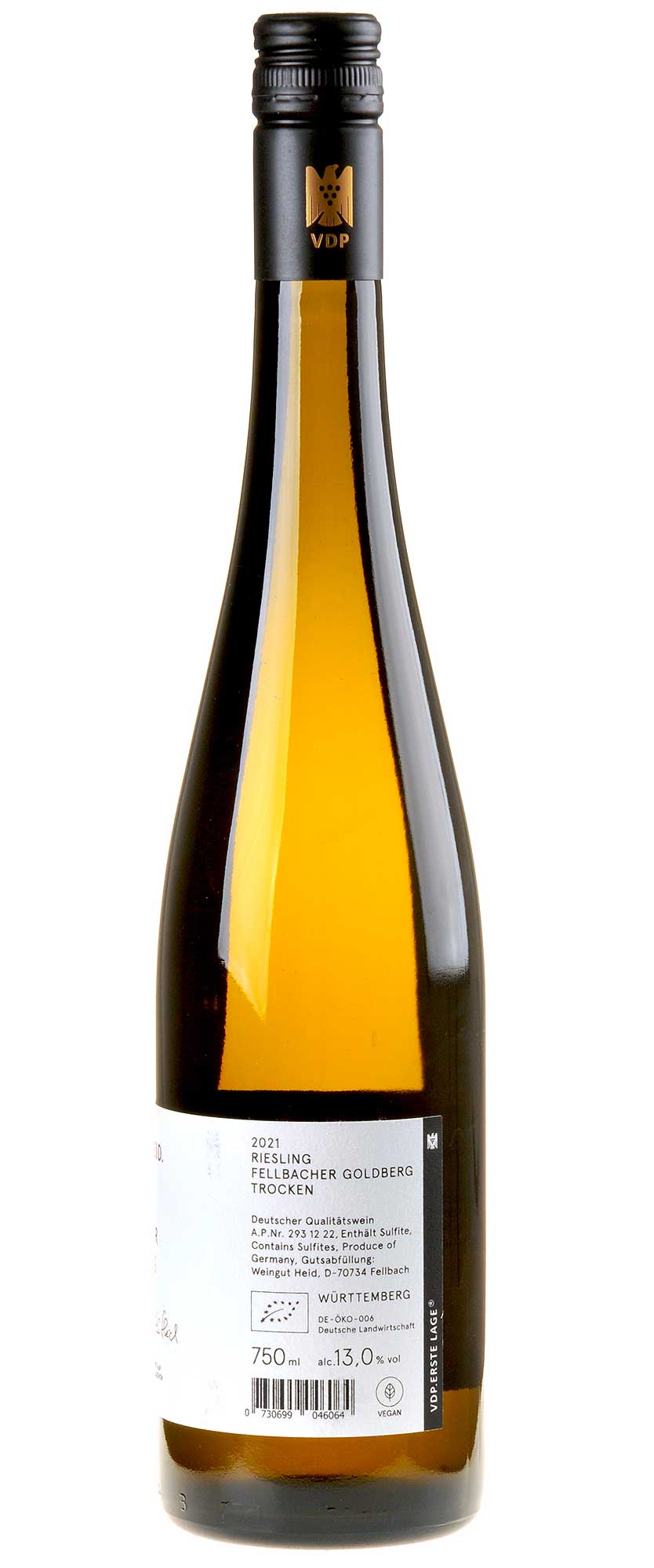 Weingut Heid Riesling Fellbacher Goldberg Erste Lage Bio 2021 Rücketikett