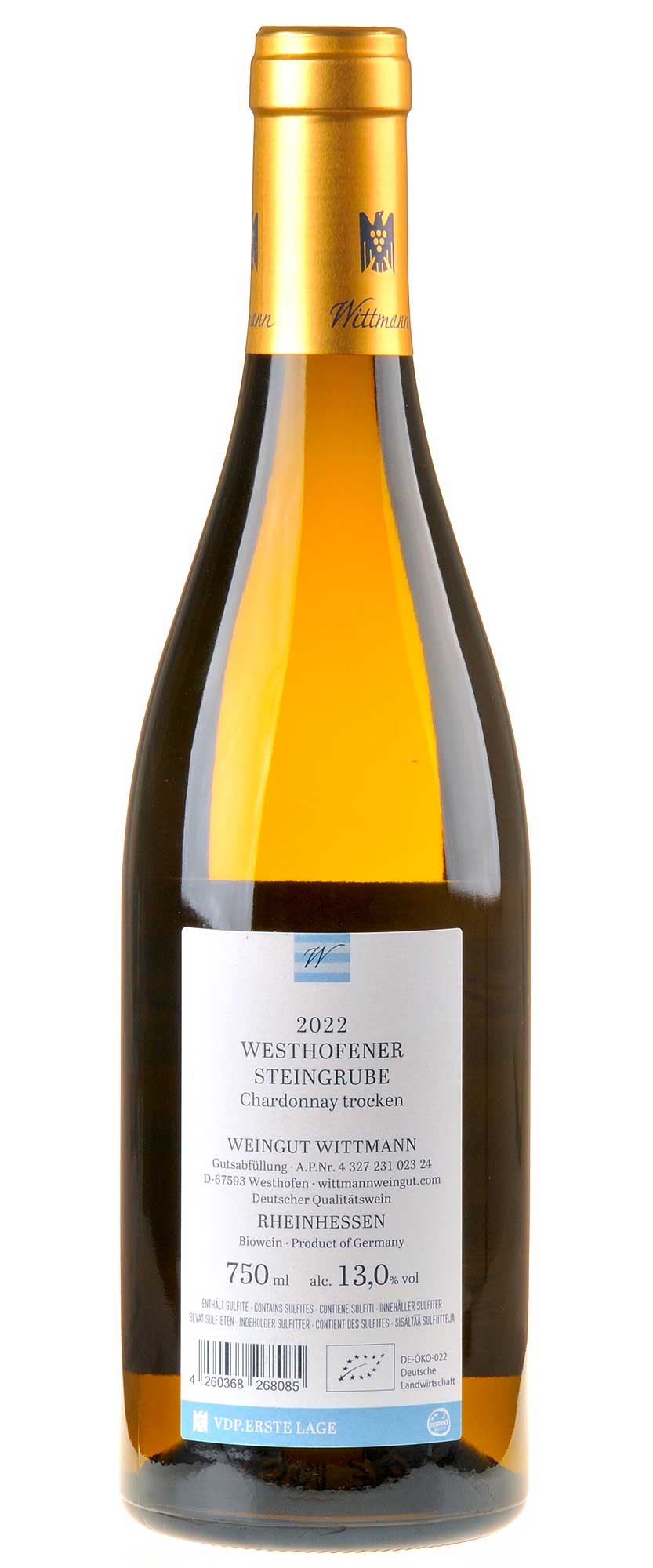 Weingut Wittmann Chardonnay Steingrube Erste Lage Bio 2022 Rücketikett