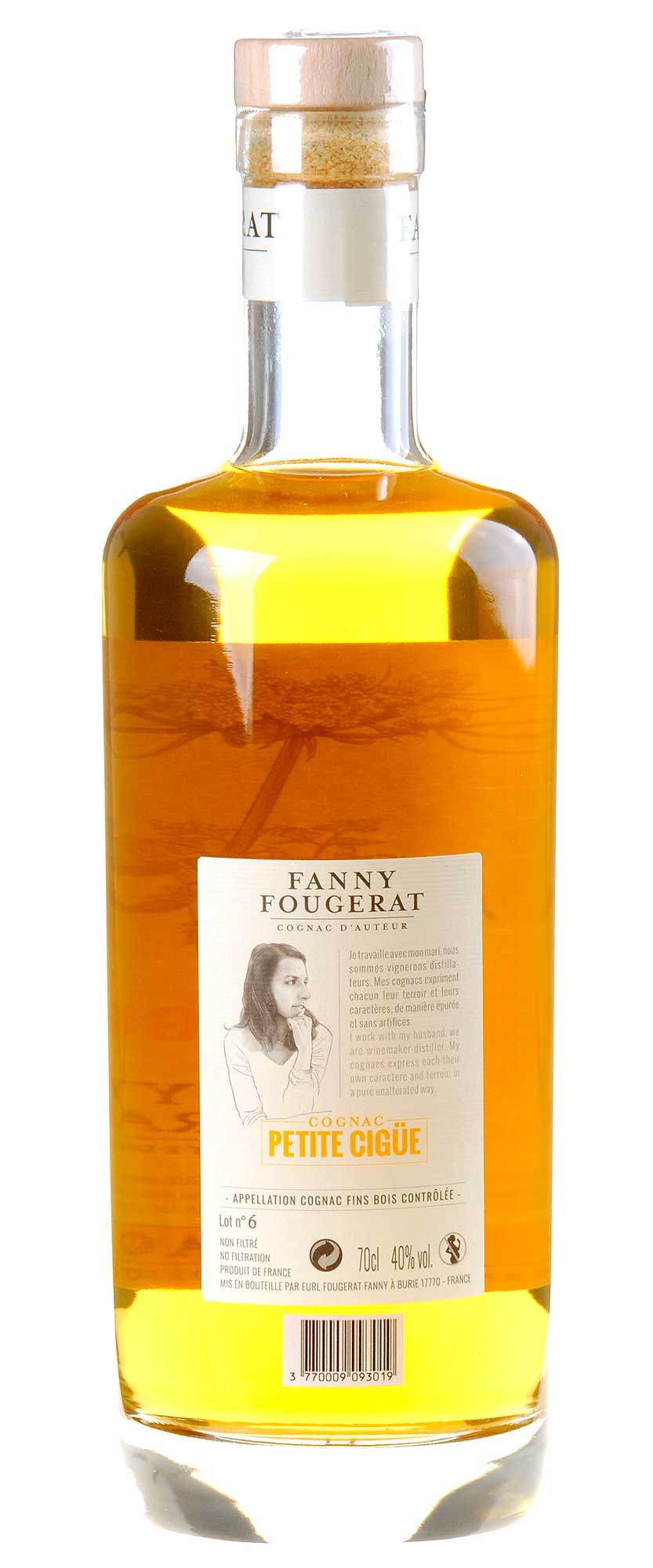 Fanny Fougerat Cognac VSOP Petite Cigüe 5 Jahre Rücketikett