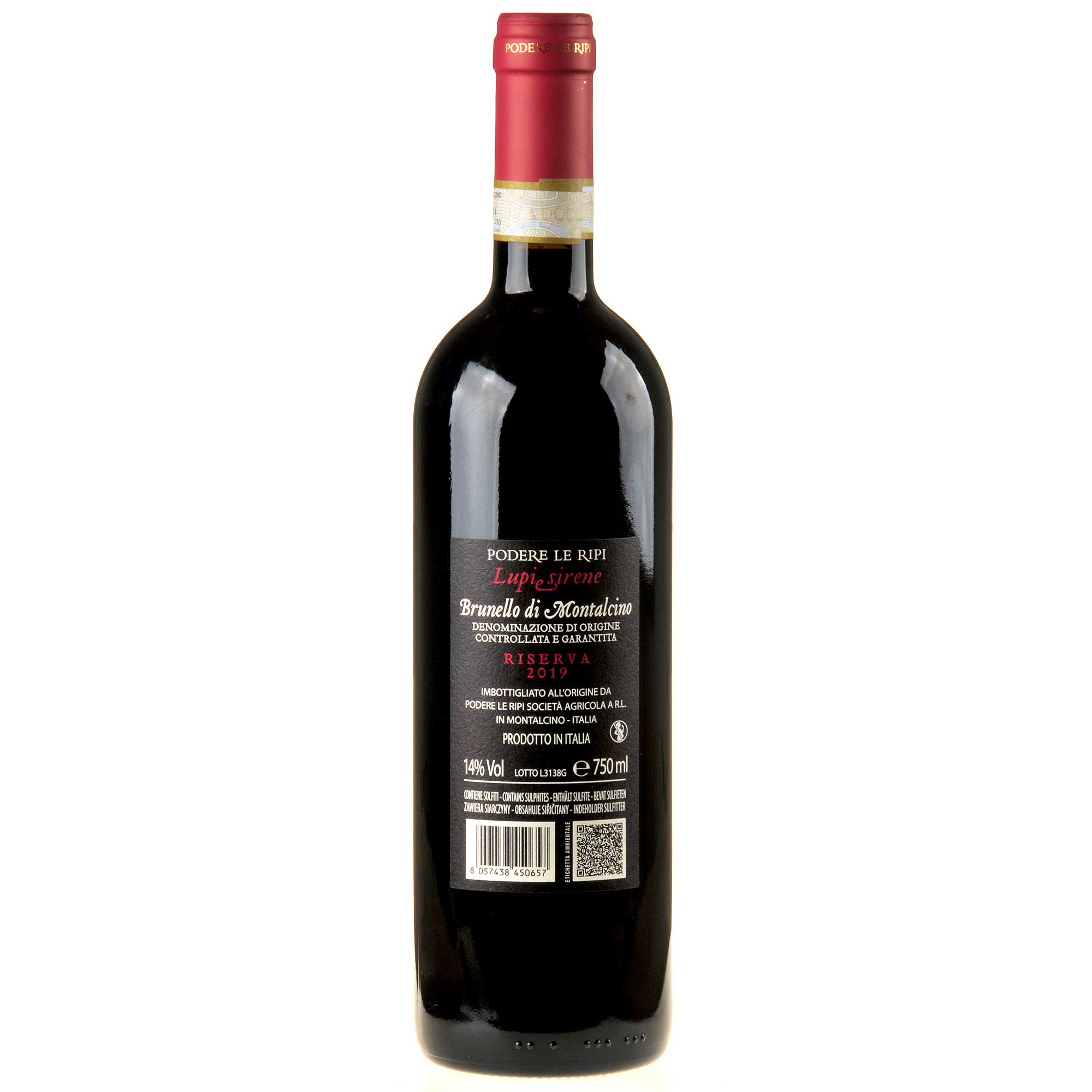 Podere Le Ripi Lupi e Sirene Brunello di Montalcino Riserva 2019 Ruecketikett
