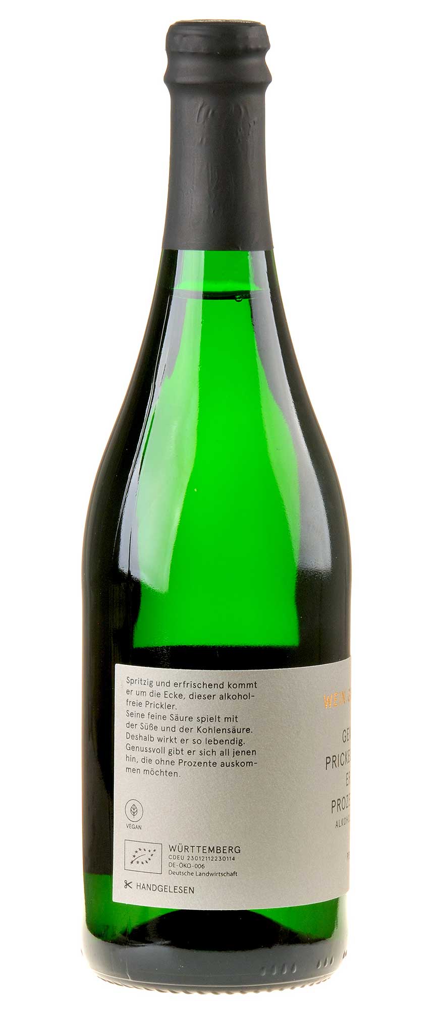 Weingut Heid Perlino - perlender Traubensaft mit Verjus alkoholfrei Seitenetikett