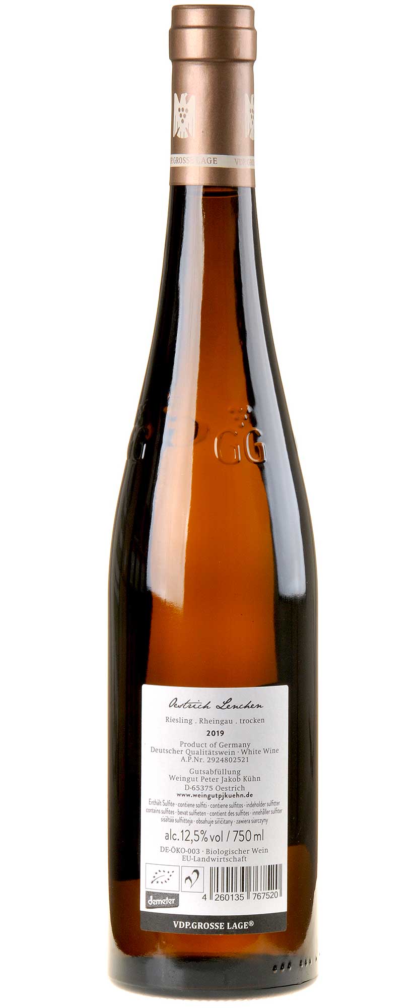 Peter Jakob Kühn Riesling Lenchen GG Bio 2019 Rücketikett
