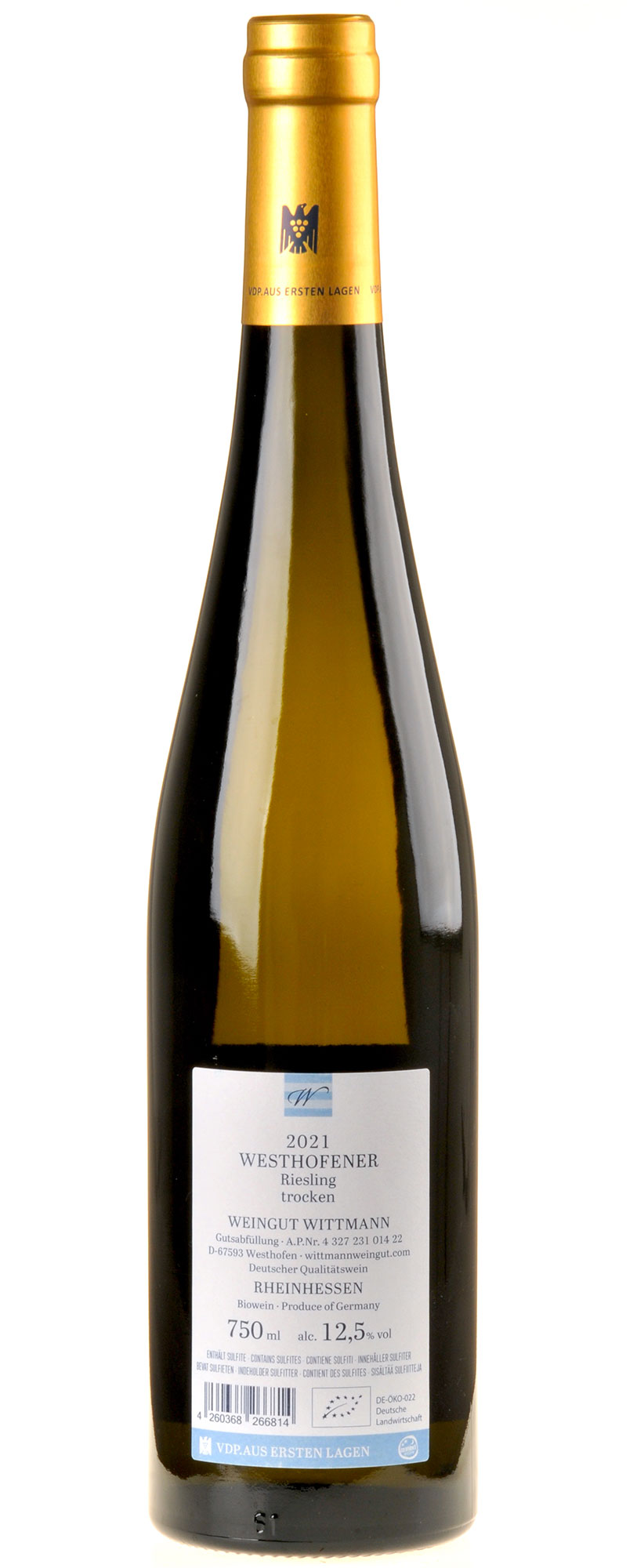 Weingut Wittmann Riesling Westhofener Aus Ersten Lagen 2021 Rücketikett