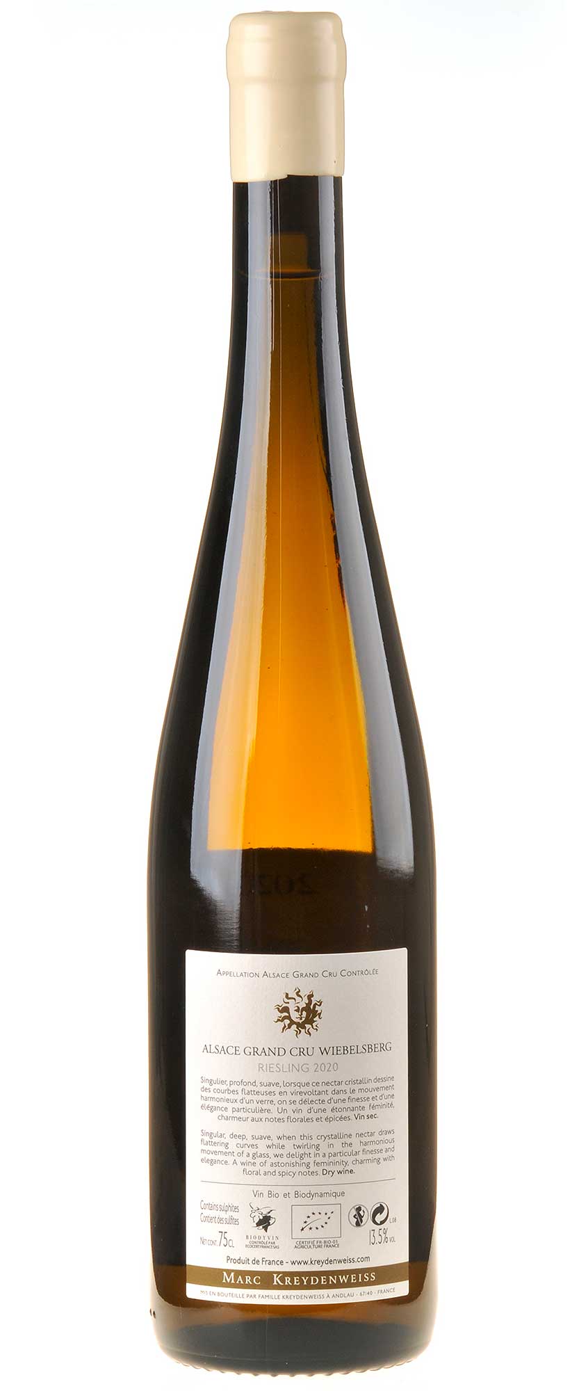 Marc Kreydenweiss Riesling Wiebelsberg Grand Cru Bio 2020 Rücketikett