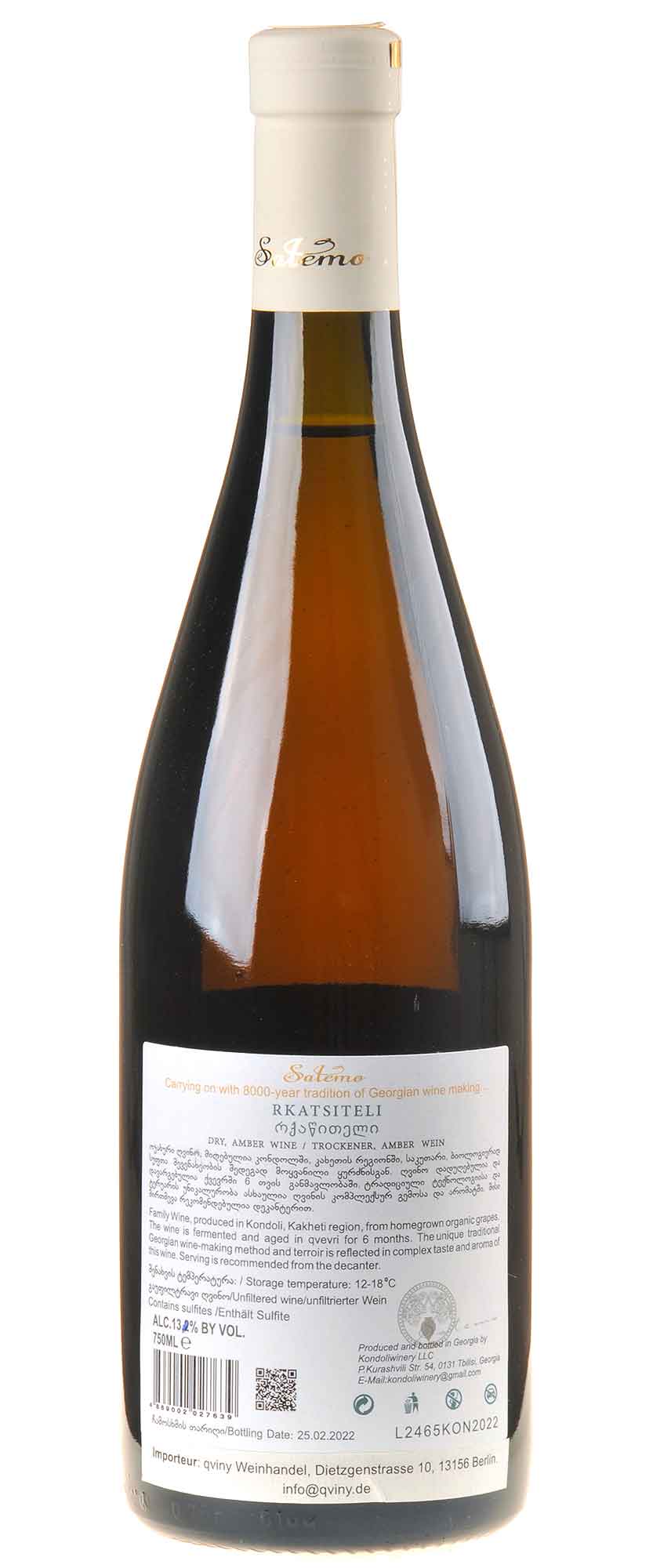 Satemo Old Kondoli Qvevri Wine 2020 Rücketikett