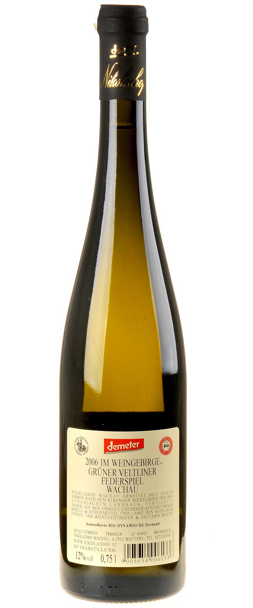Nikolaihof Grüner Vetliner Im Weingebirge Federspiel 2006 Rücketikette