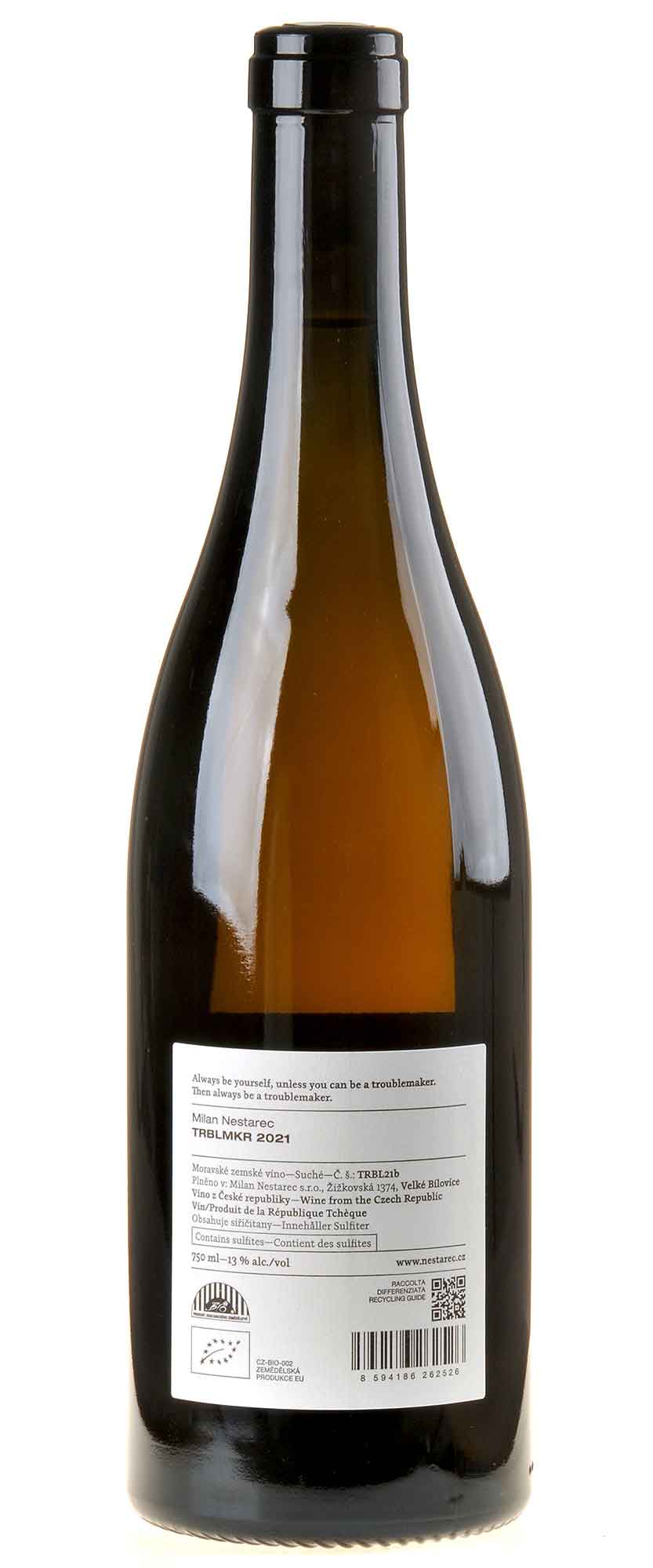Milan Nestarec TRBLMKR Bio 2021 Rücketikett