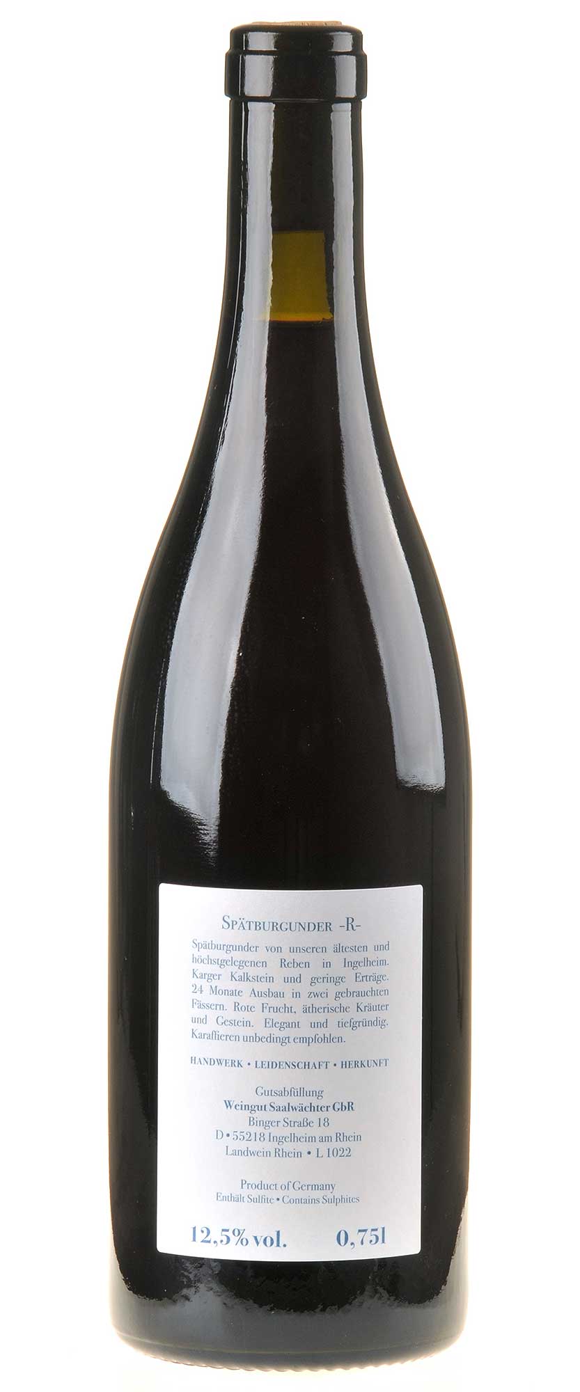 Carsten Saalwächter Spätburgunder -R- 2022 Rücketikett