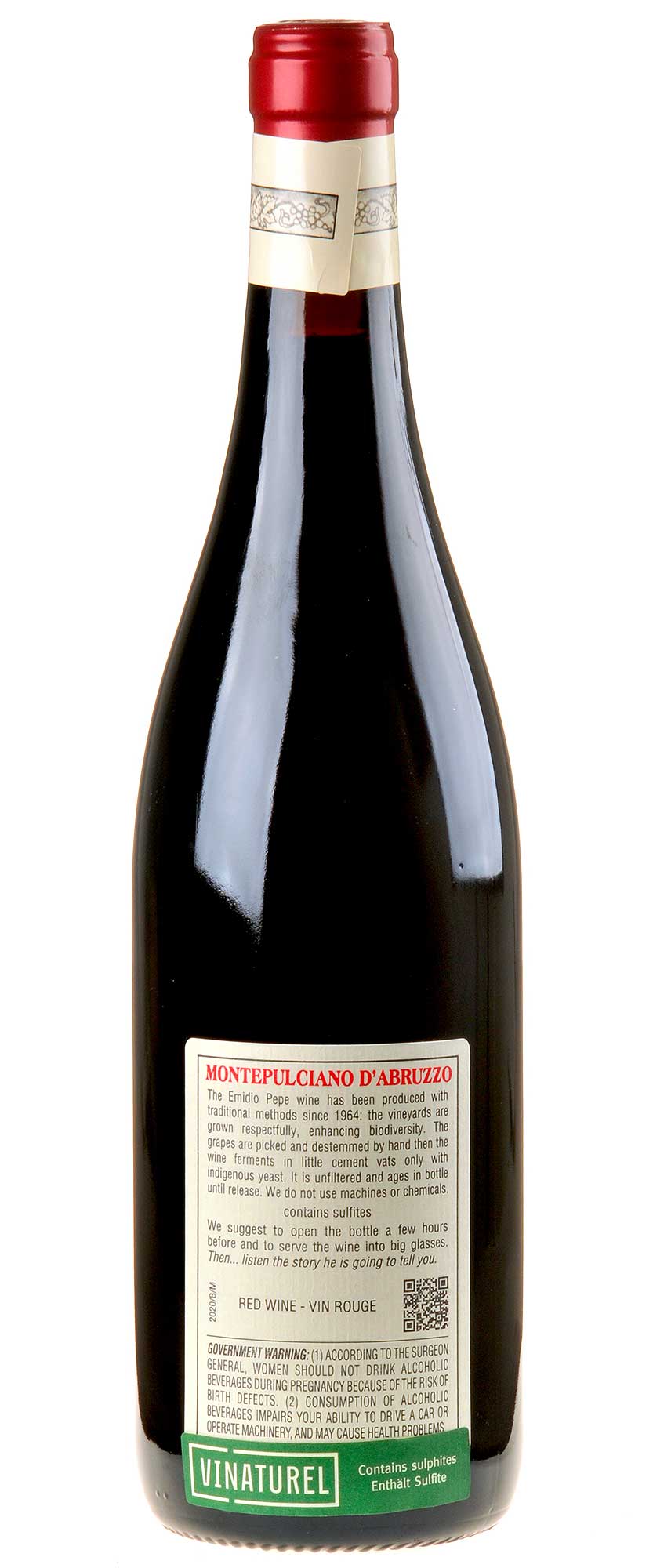 Emidio Pepe Branella Montepulciano d'Abruzzo VV 2020 Rücketikett