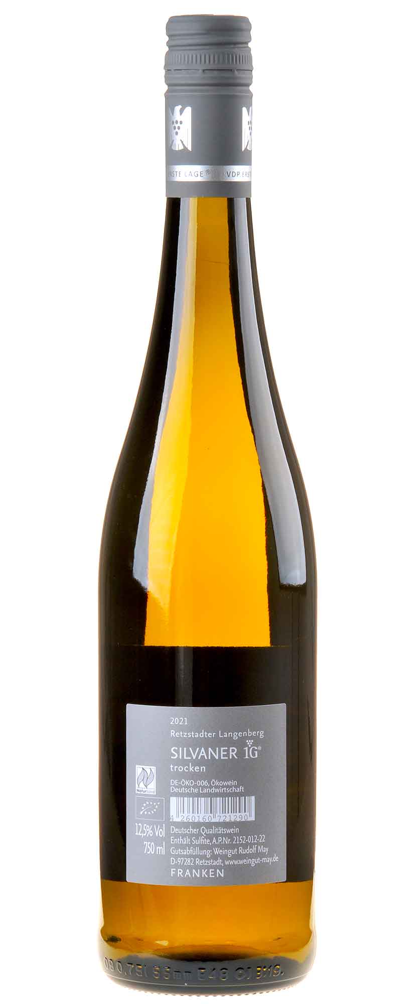 Weingut Rudolf May Silvaner Langenberg Alte Reben 2021 Rücketikett