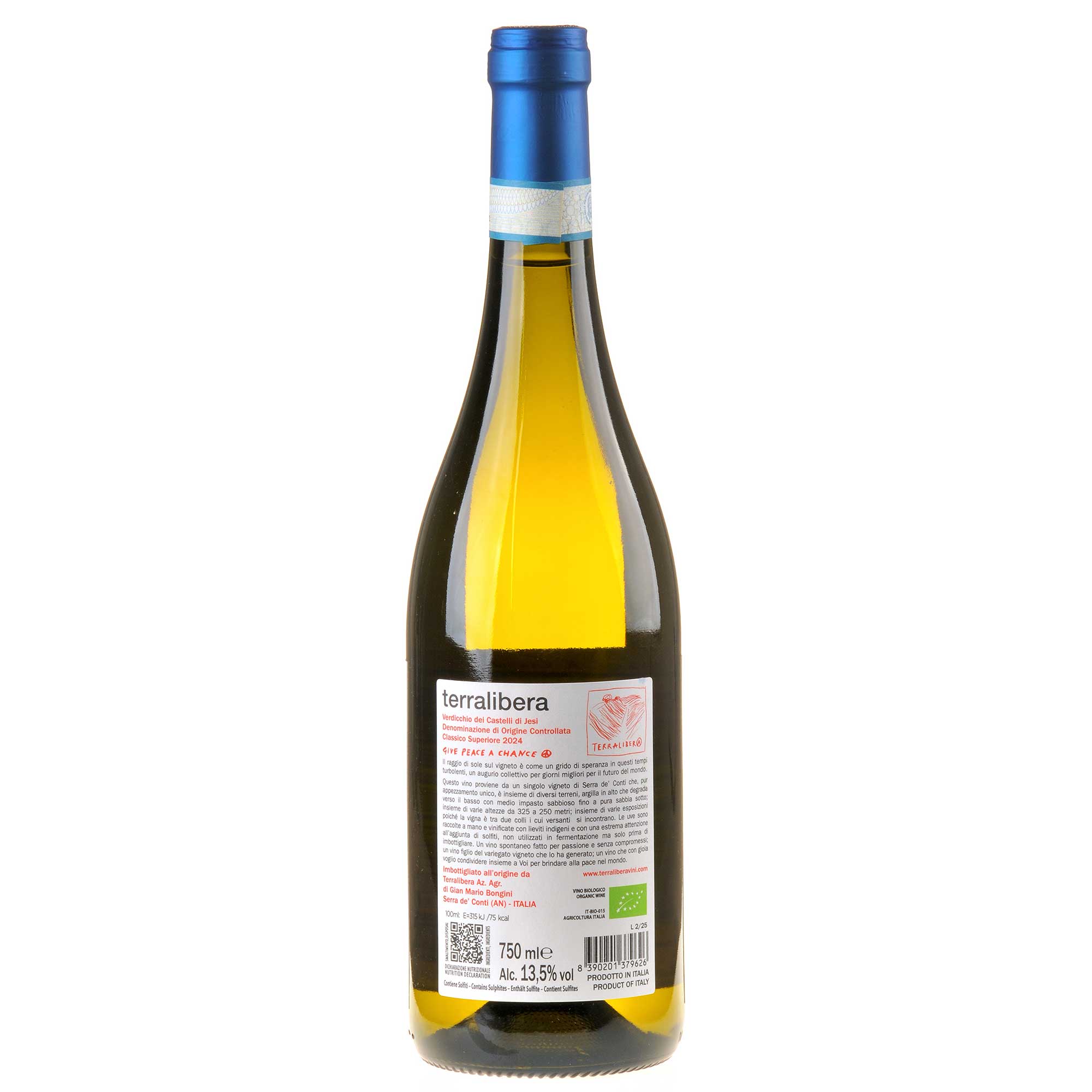 Terralibera Give Peace a Chance Verdicchio dei Castelli di Jesi Classico Superiore 2024 Rücketikett