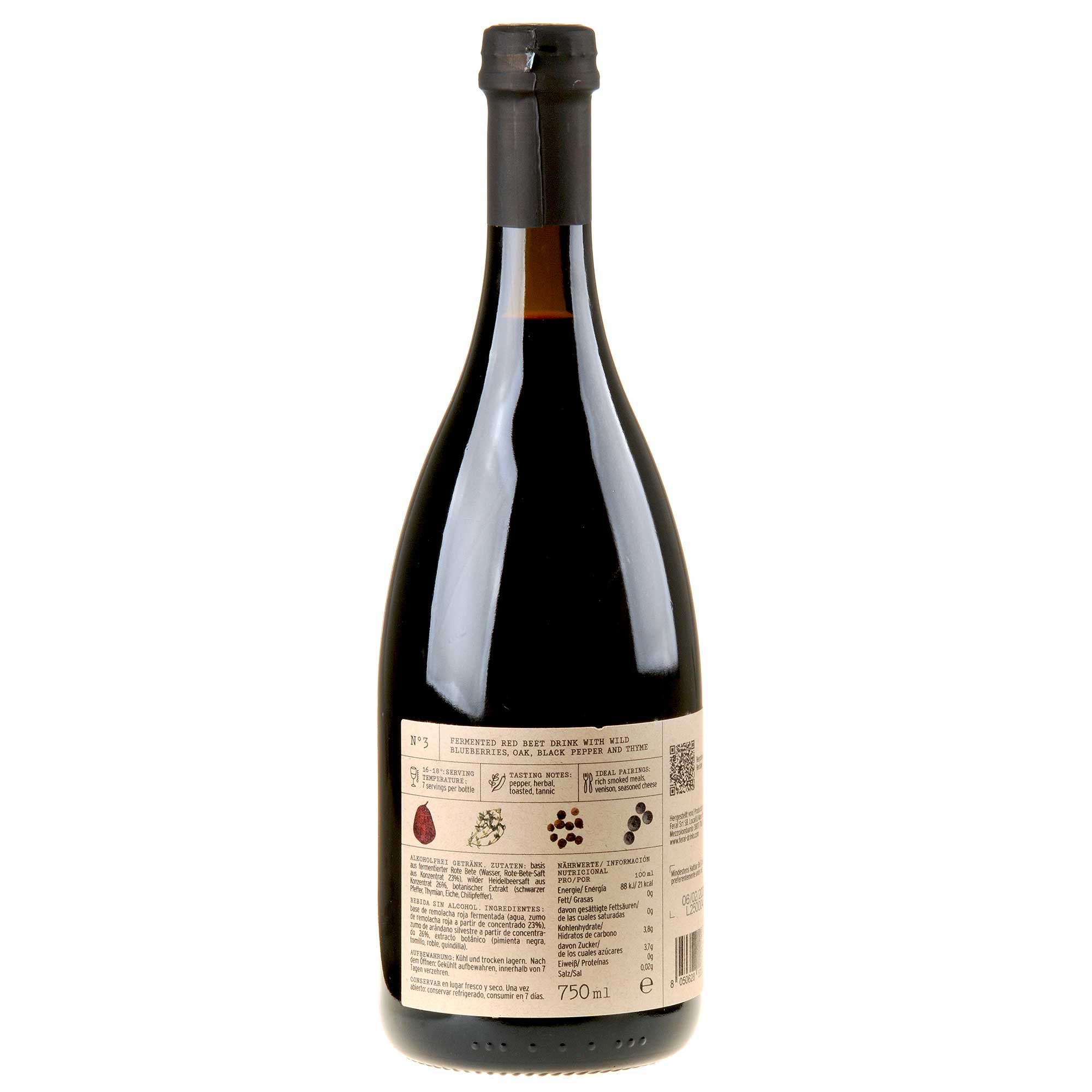 Feral Drinks Feral Nr. 3 Red: Red Beet Pepper, Thyme, Oak Seitenetikett