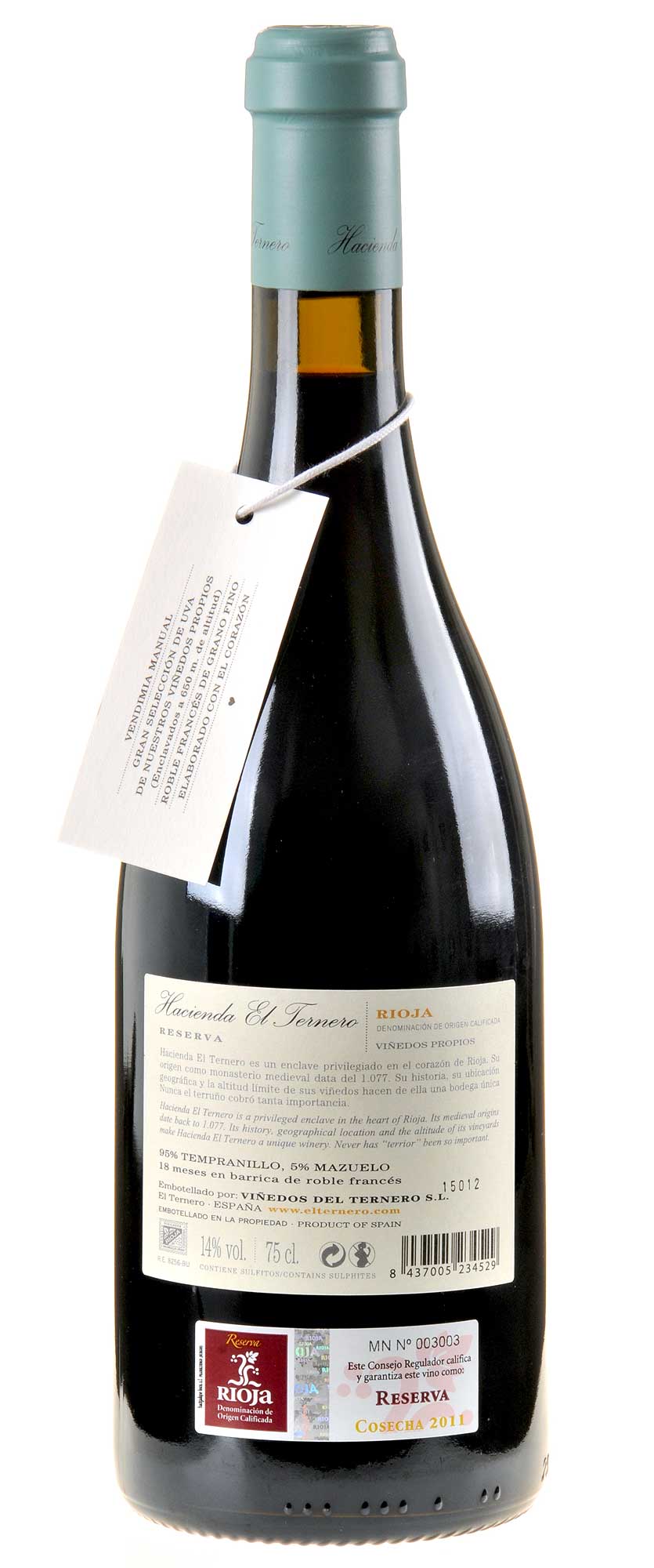 Hacienda el Ternero Rioja Reserva 2013 Rücketikett