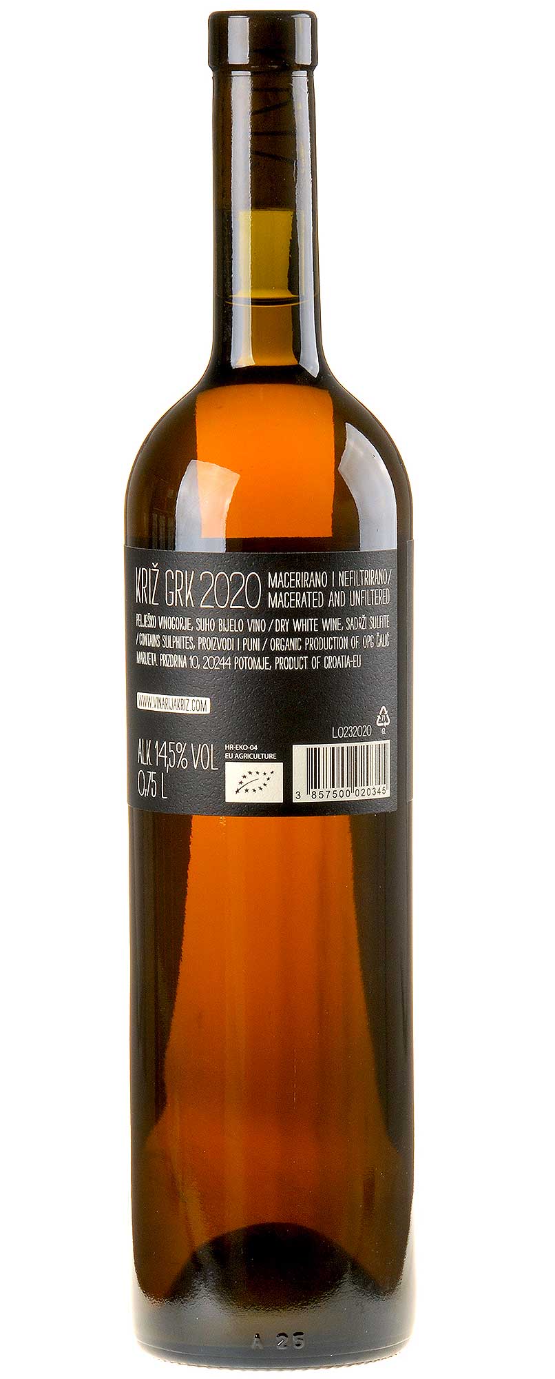 Vinaria Križ Grk Bio 2020 Rücketikett
