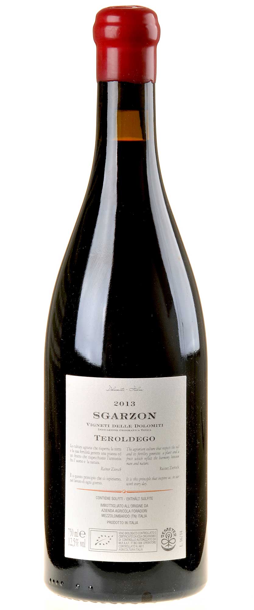 Foradori Sgarzon "Cilindrica" Teroldego Vigneti delle Dolomiti 2013 Rücketikette