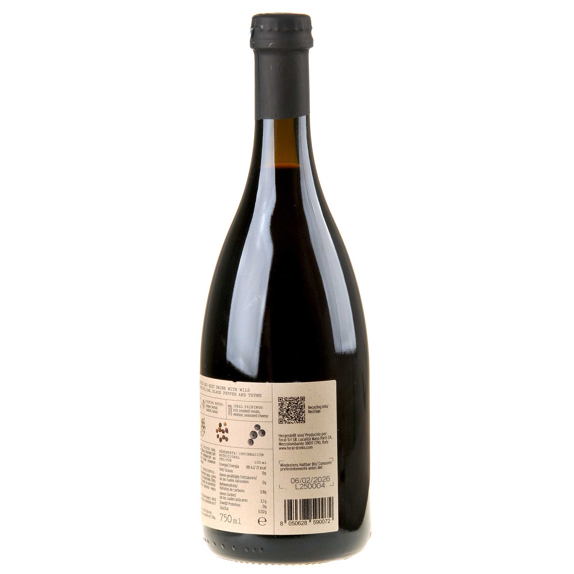 Feral Drinks Feral Nr. 3 Red: Red Beet Pepper, Thyme, Oak Rücketikett