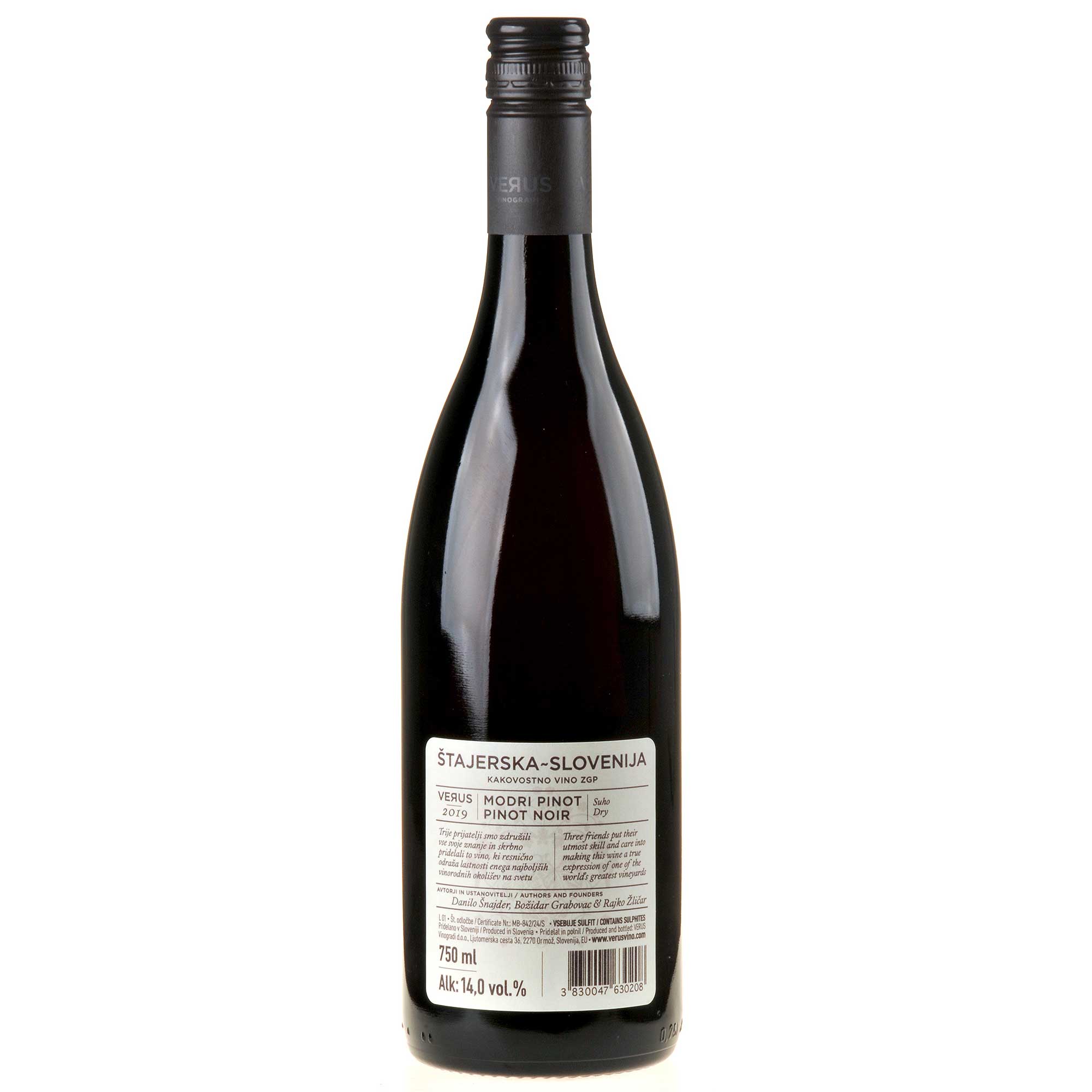 Verus Pinot Noir 2019 Ruecketikett