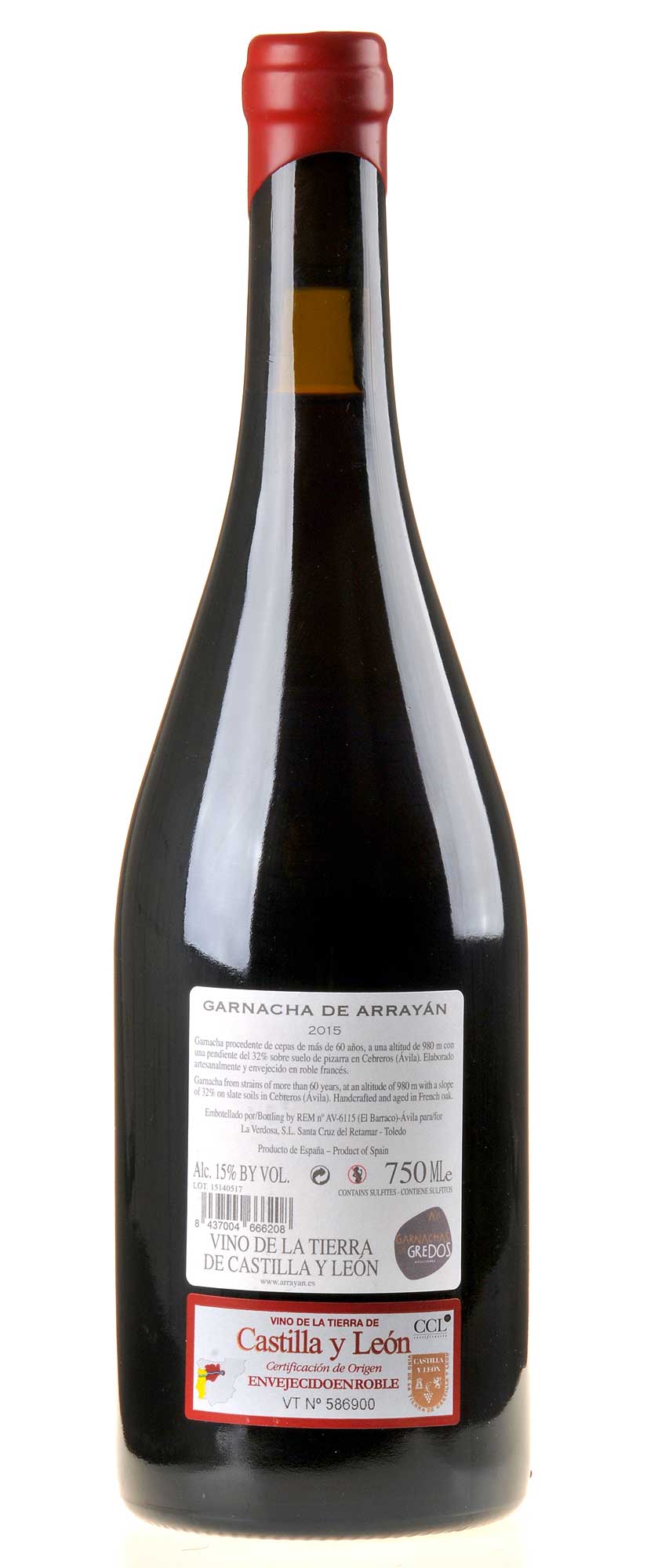 Bodegas Arrayán Garnacha de Arrayán 2015 Rücketikette