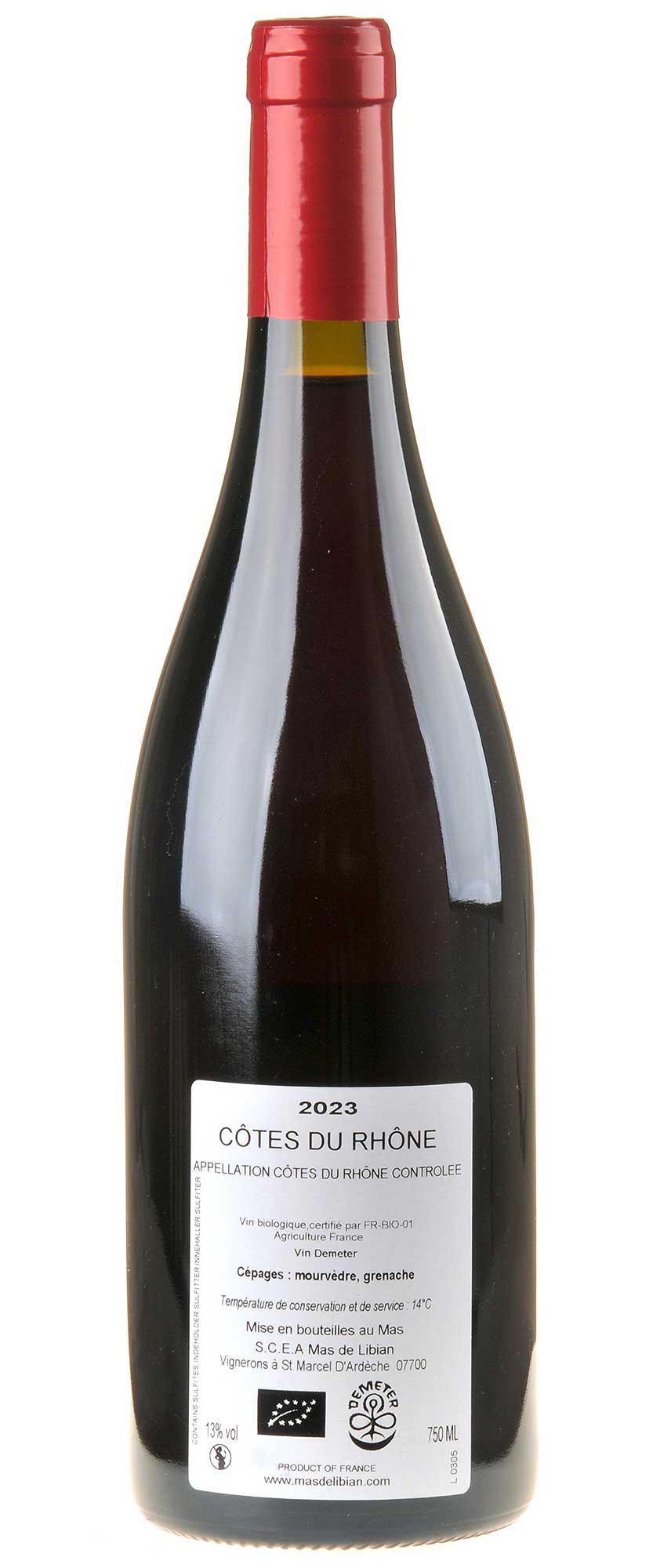 Bild Mas de Libian Calade Côtes du Rhône Bio 2023 Rücketikett