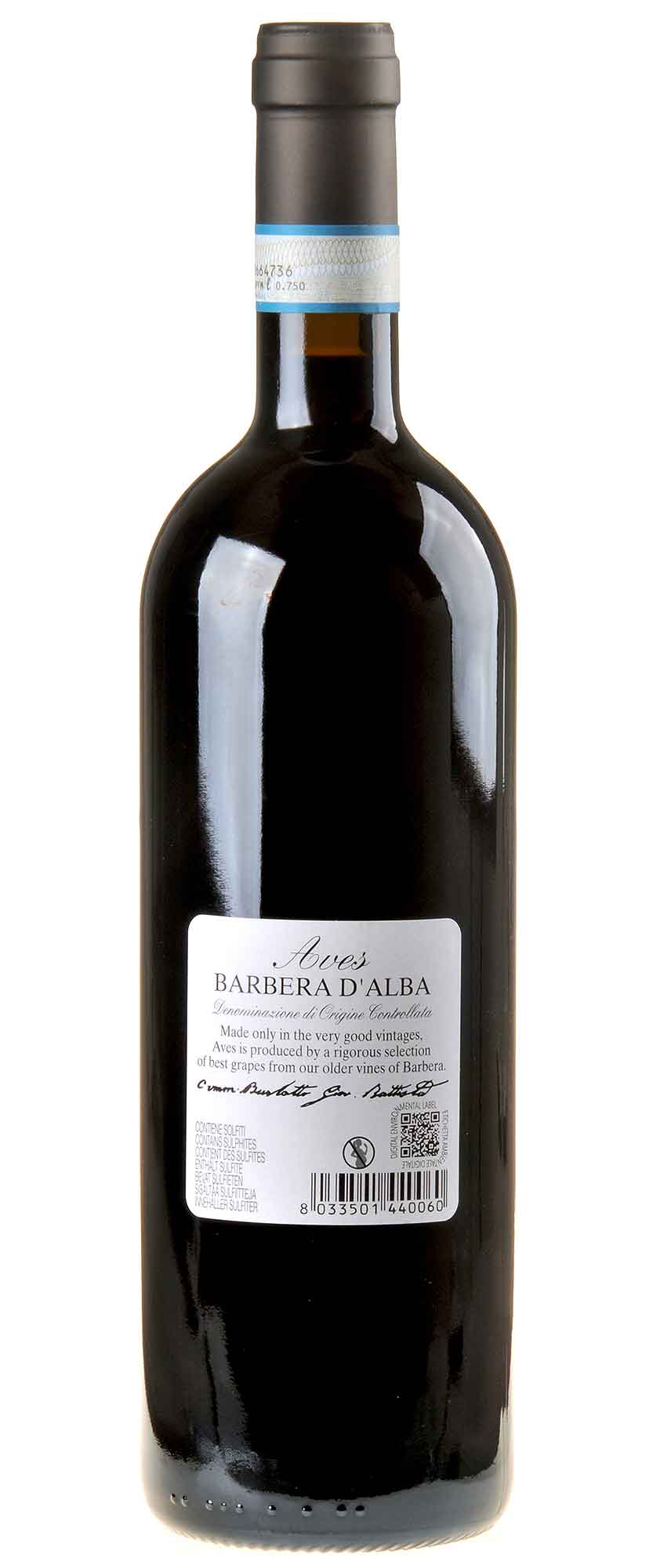 Comm. G.B. Burlotto Barbera d'Alba Aves 2022 Rücketikett