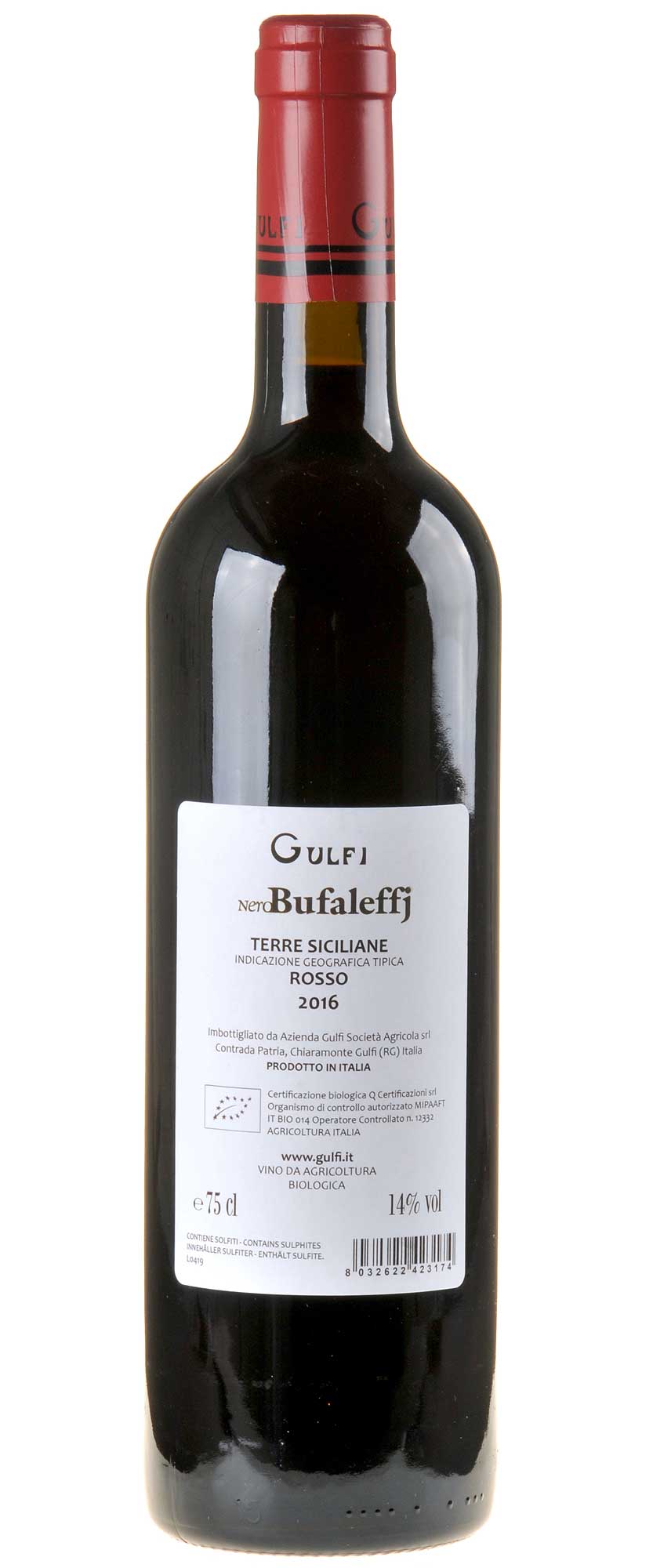 Gulfi NeroBufaleffj Nero d'Avola Bio 2016 Rücketikett