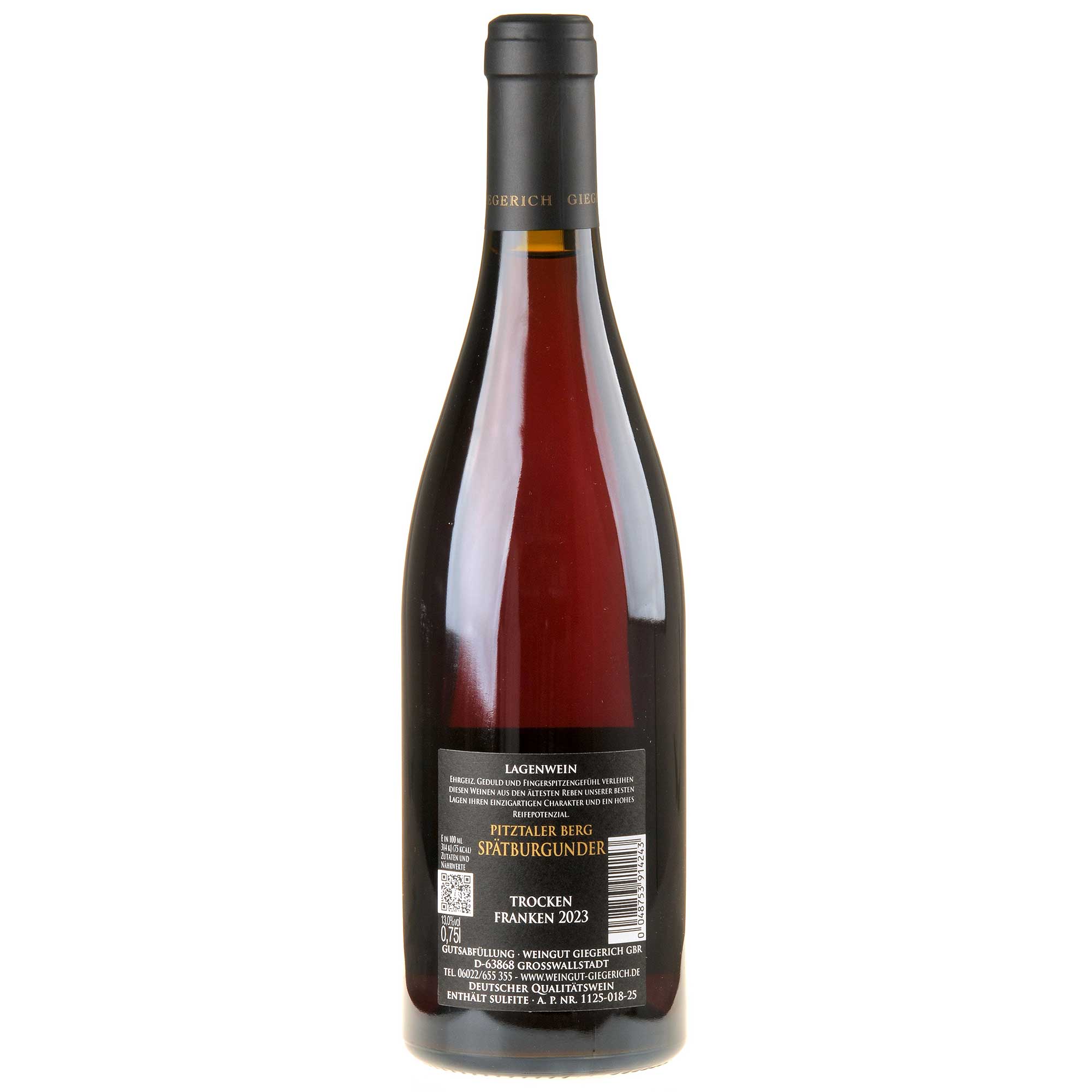 Weingut Giegerich Spätburgunder Pitztaler Berg 2023 Rücketikett