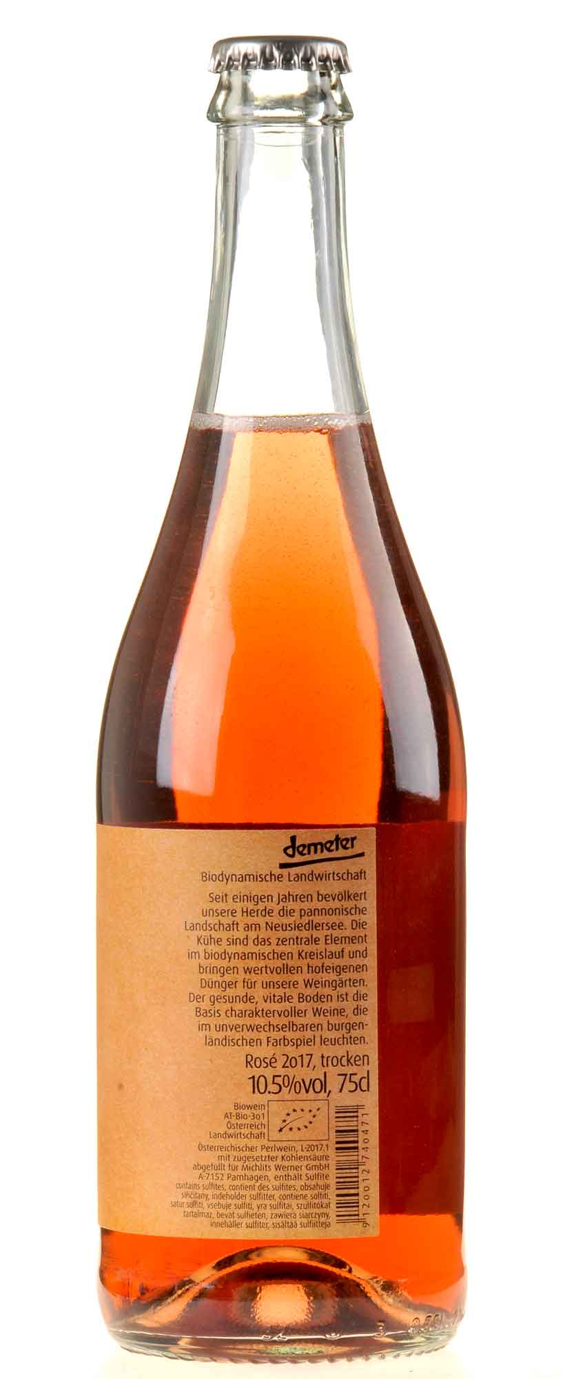 Meinklang Prosa Rosé Perlwein trocken 2017 Rücketikette