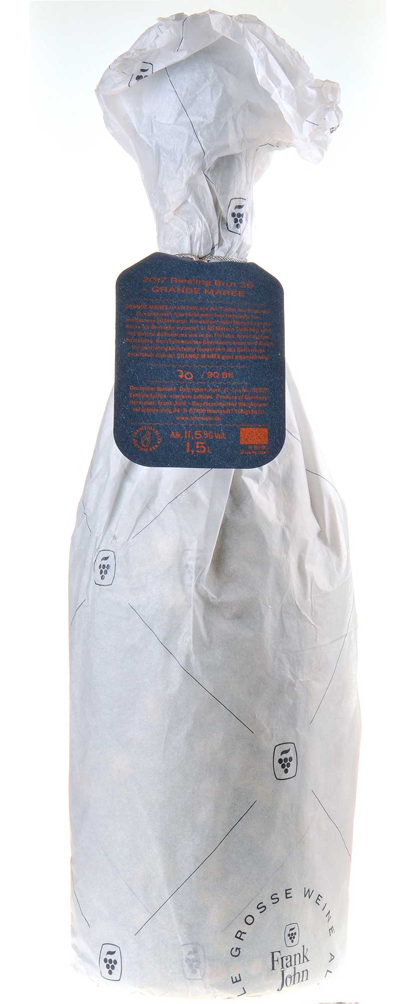 Frank John Grande Marée Riesling Brut Edition Nr. 4 2017 Magnum Rücketikett