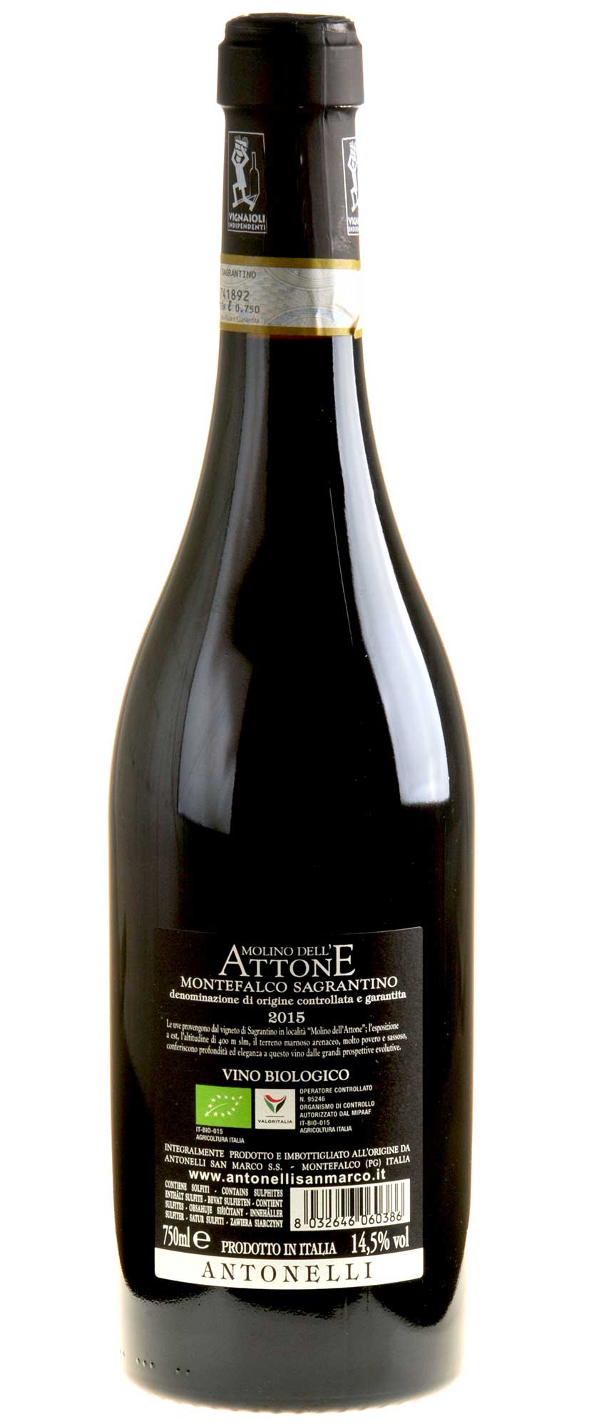 Antonelli Molino Dell'Attone Montefalco Sagrantino DOCG 2015 Rücketikette
