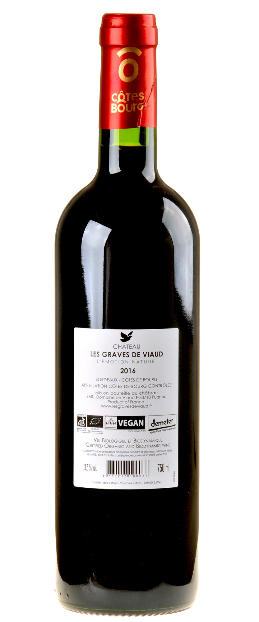 Château les Graves de Viaud Côtes de Bourg Cuvée Origine Bio 2016 Rücketikett