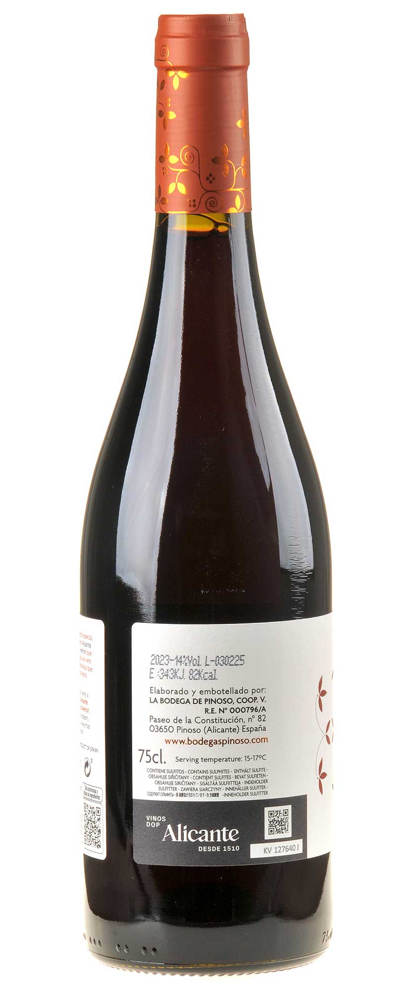 Bodegas Pinoso Vergel Red Bio 2023 Rücketikett