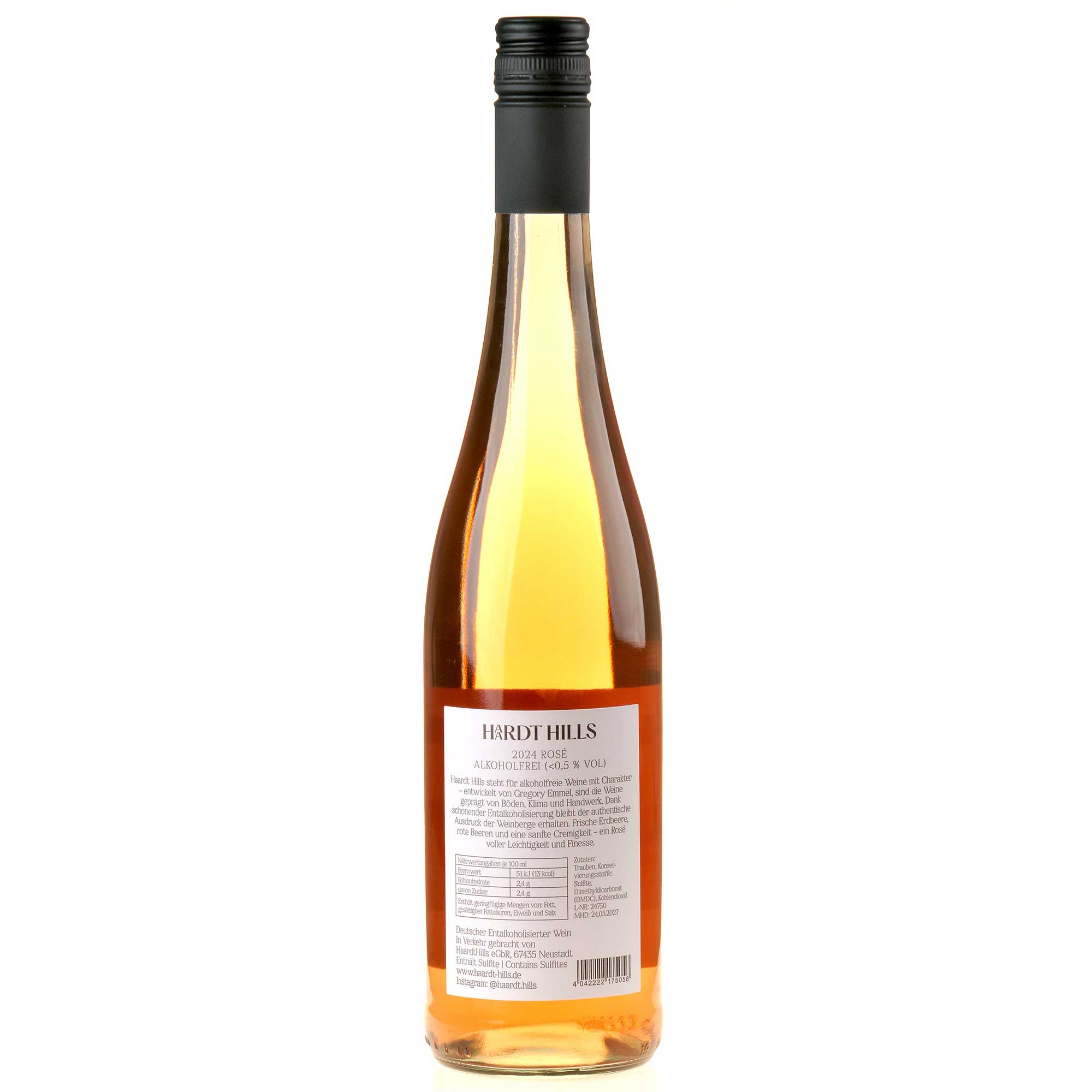 Haardt Hills Rosé 2024 alkoholfrei Rücketikett