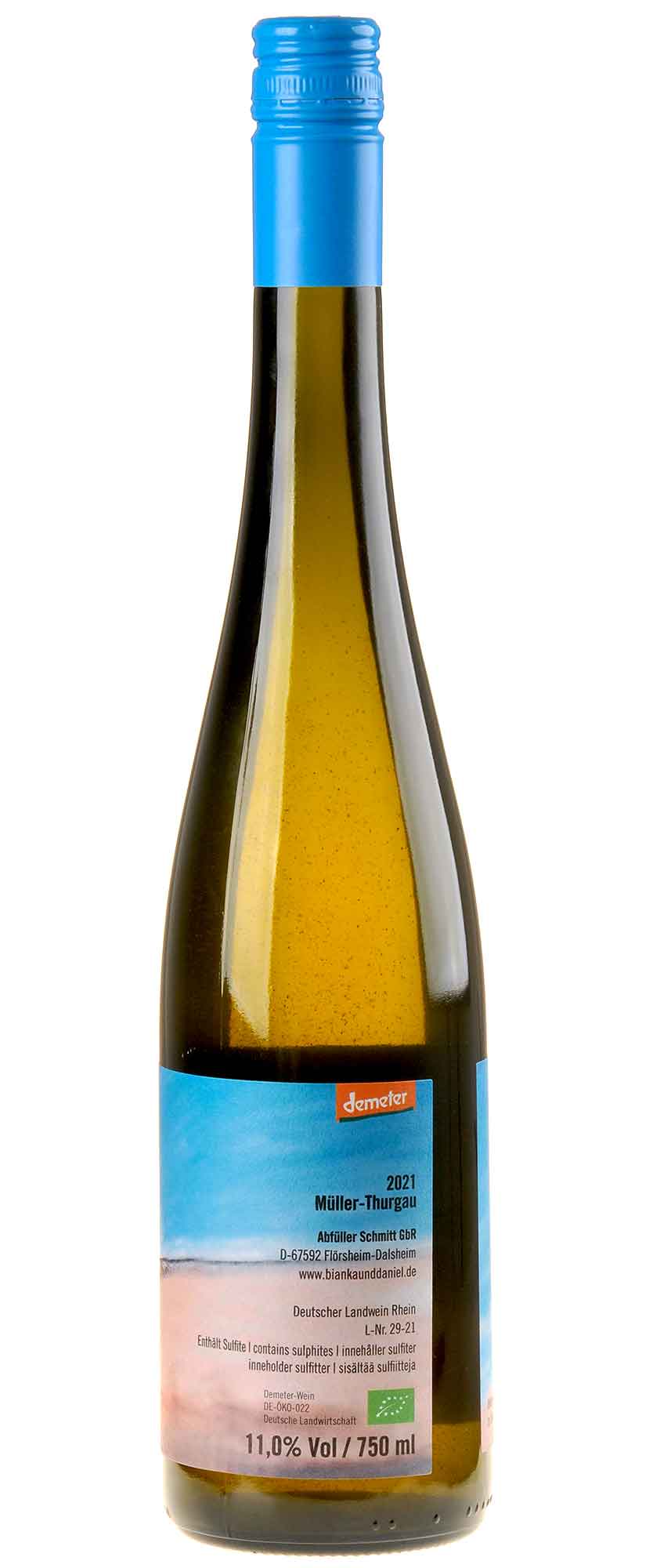 Weingut Bianka und Daniel Schmitt Müller-Thurgau Natur Bio 2021 Rücketikett