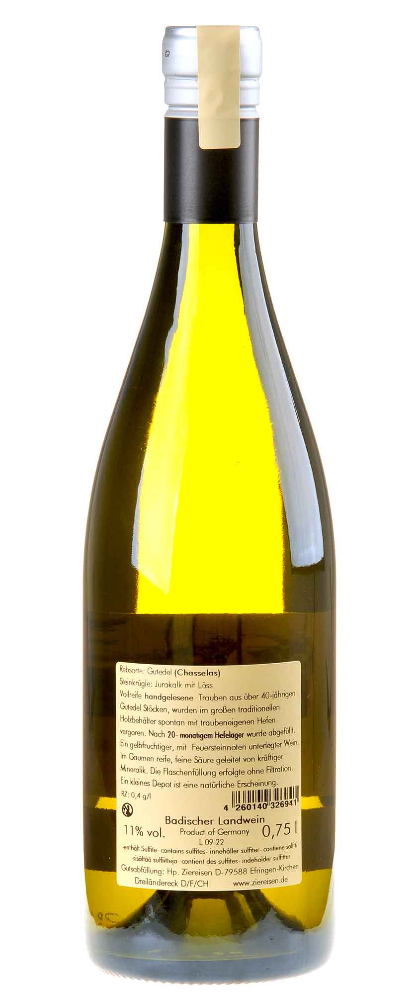 Weingut Ziereisen Steinkrügle Gutedel 2020 Rücketikett