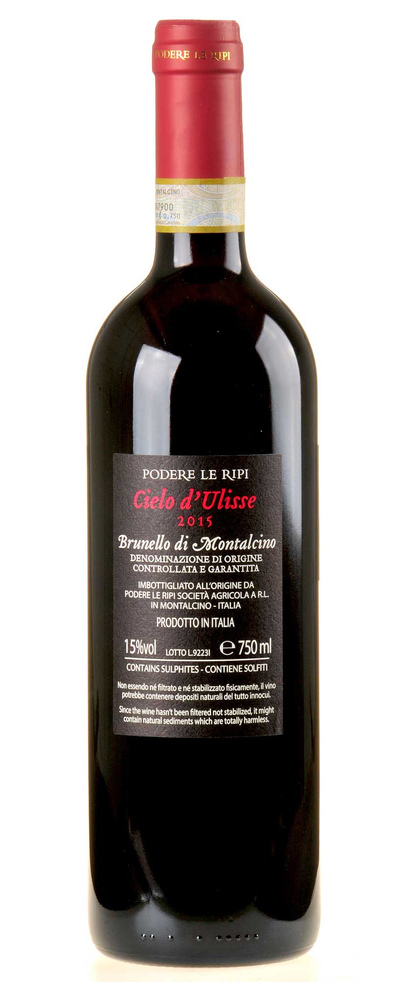 Podere Le Ripi Ciello d'Ulisse Brunello di Montalcino 2015 Rücketikette