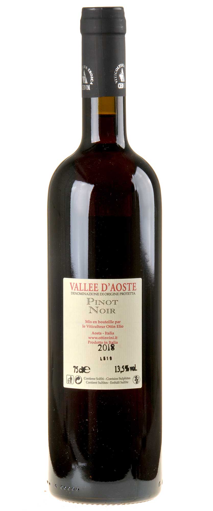 Elio Ottin Pinot Noir Vallee d'Aoste 2018 Rücketikett