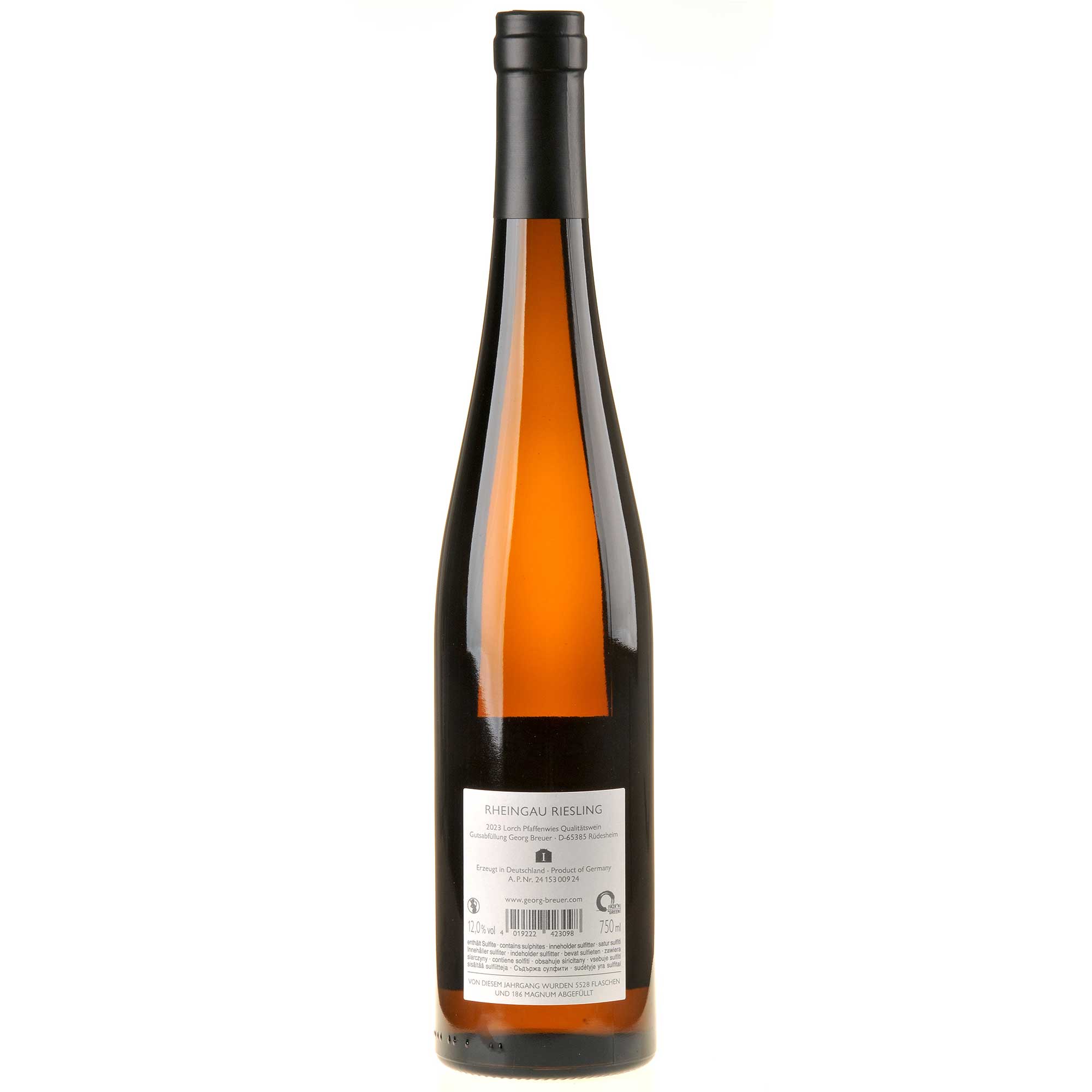 Weingut Georg Breuer Riesling Pfaffenwies 2023 Rücketikett