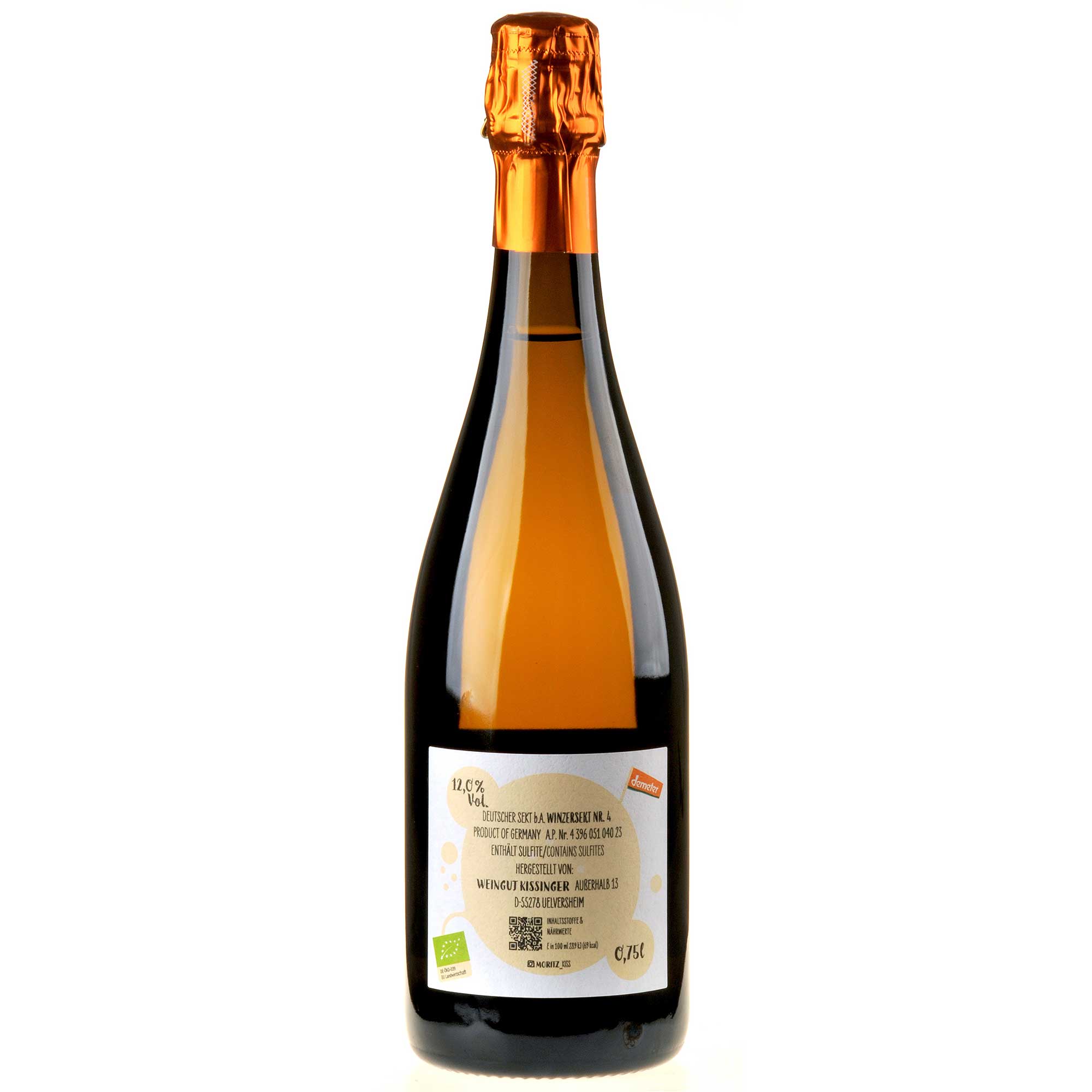 Moritz Kissinger deutscher Winzersekt Nr. 4 Brut Nature Ruecketikett
