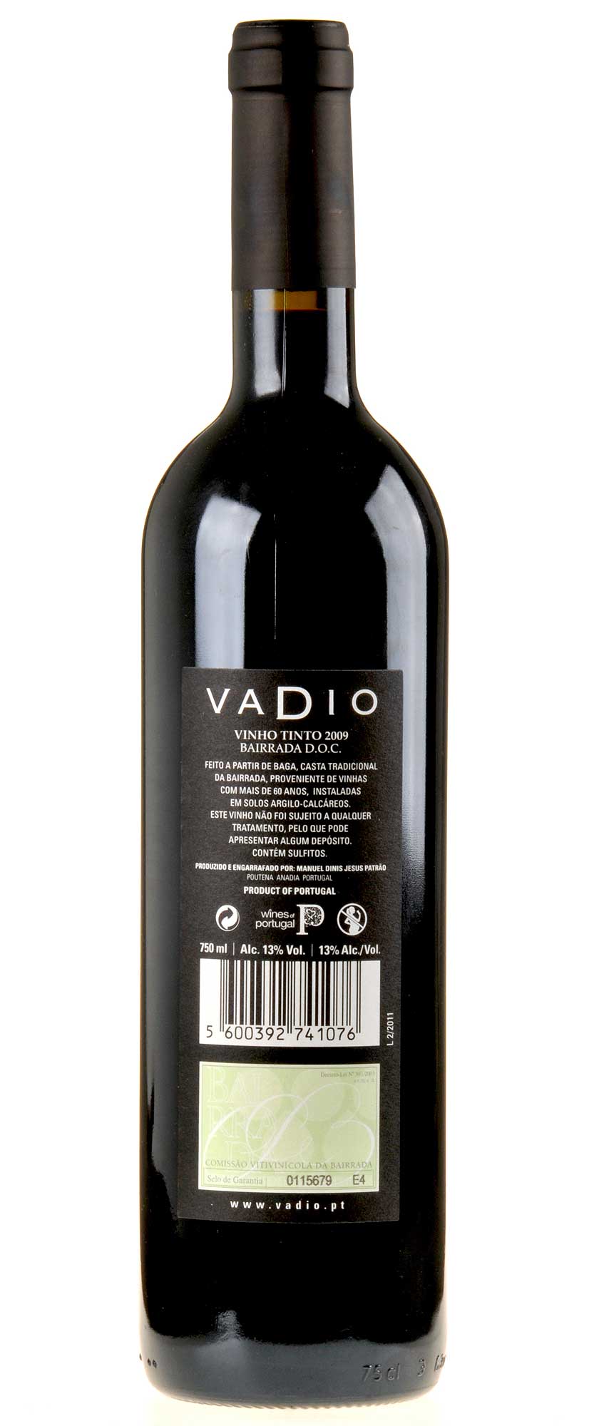 Vadio Vinho Tinto "VADIO" 2009 Rücketikette