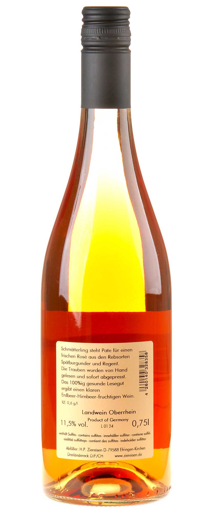 Weingut Ziereisen Schmätterling Rosé 2023 Rücketikett