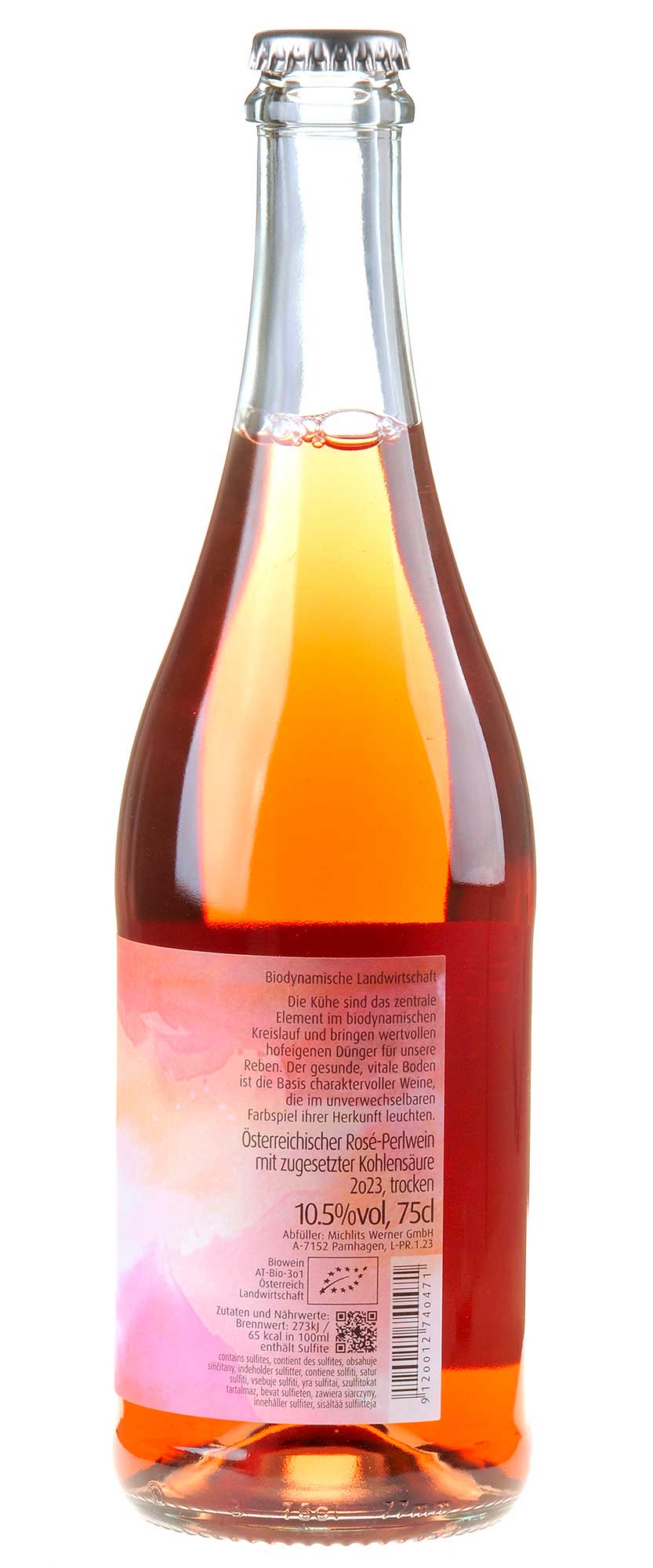 Meinklang Prosa Rosé Perlwein Bio 2023 Rücketikett