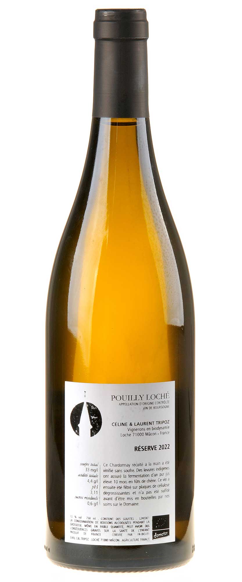 Céline & Laurent Tripoz Pouilly Loché 1ère Réserve Bio 2022 Rücketikett