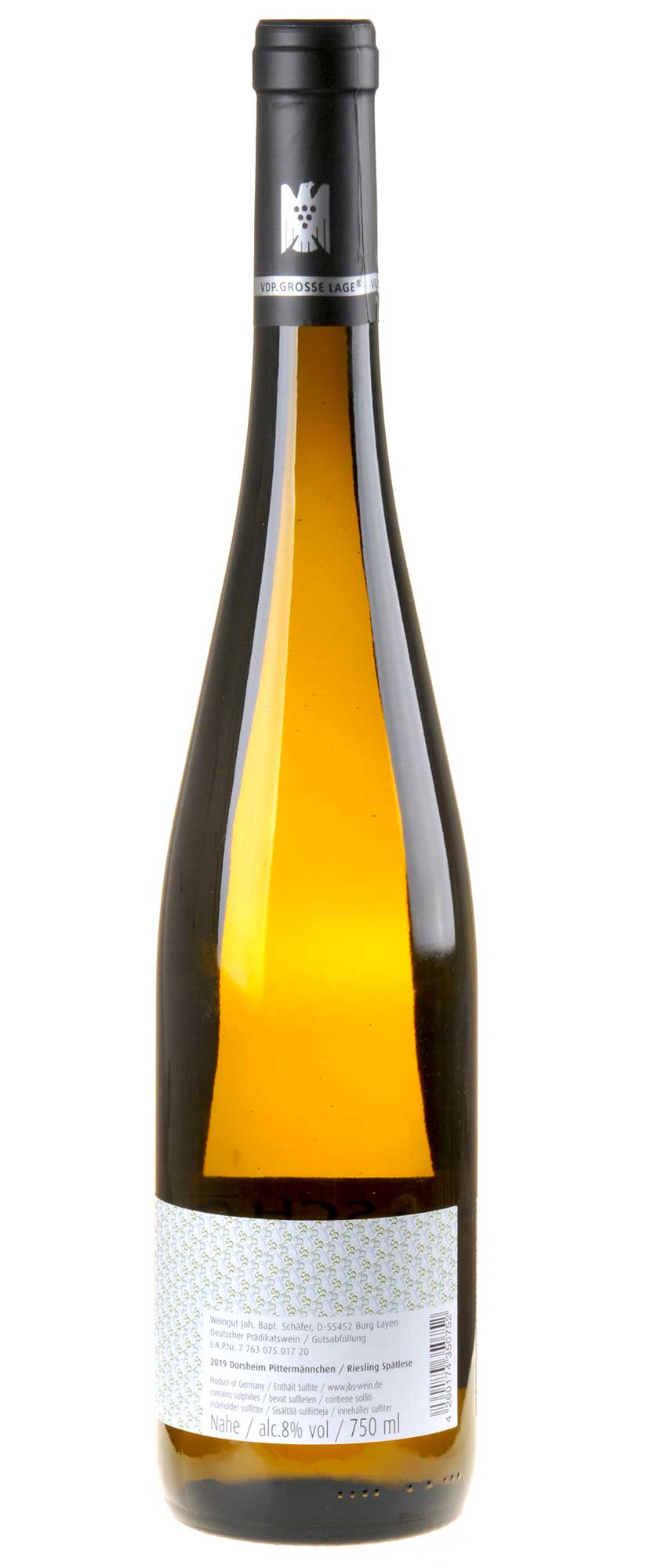 Joh. Bapt. Schäfer Pittermännchen Riesling Spätlese 2019 Rücketikette