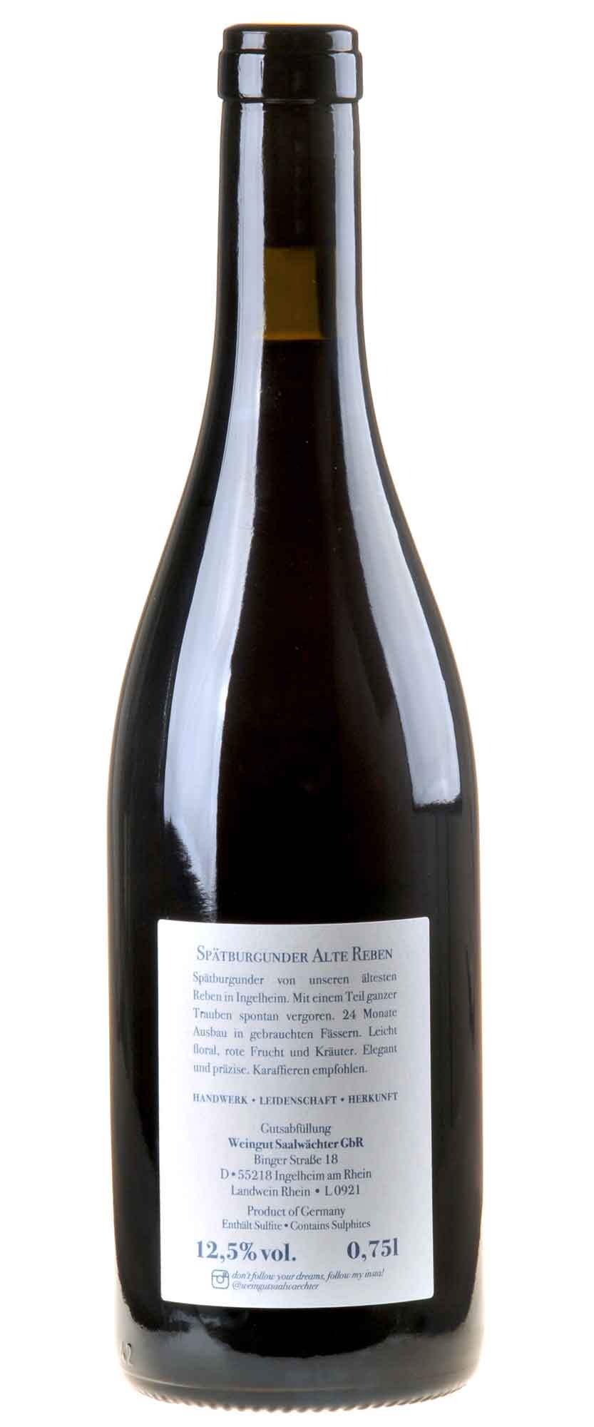 Carsten Saalwächter Spätburgunder Alte Reben 2021 Rücketikett