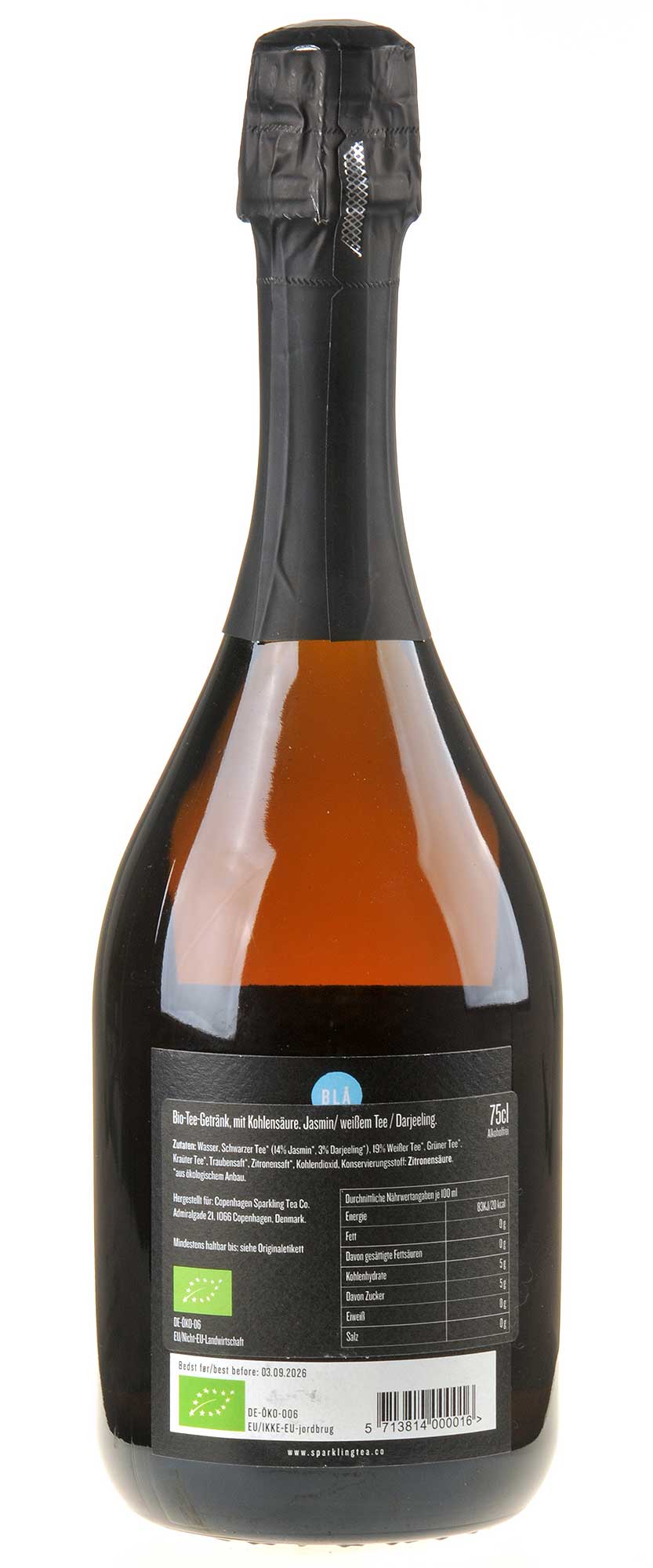 Copenhagen Sparkling Tea Company Blå alkoholfrei Bio Rücketikett