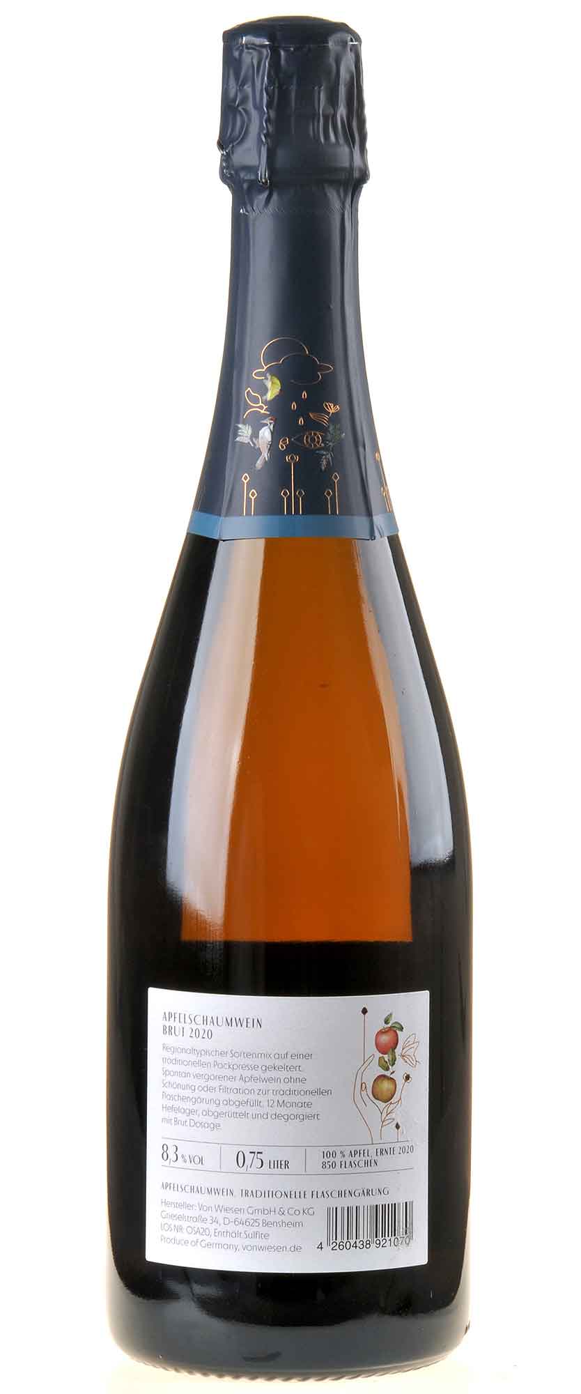 Von Wiesen Apfel Brut 2020 Rücketikett