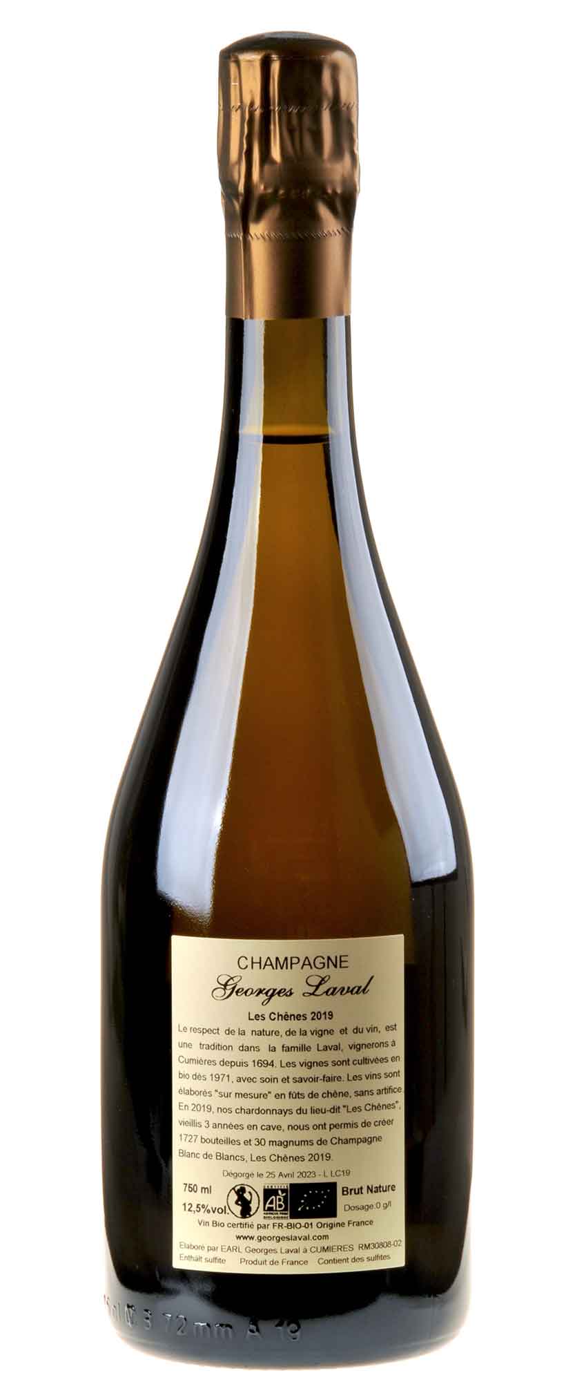 Georges Laval Les Chênes Cumières 1er Cru Brut Nature 2019 Rücketikett